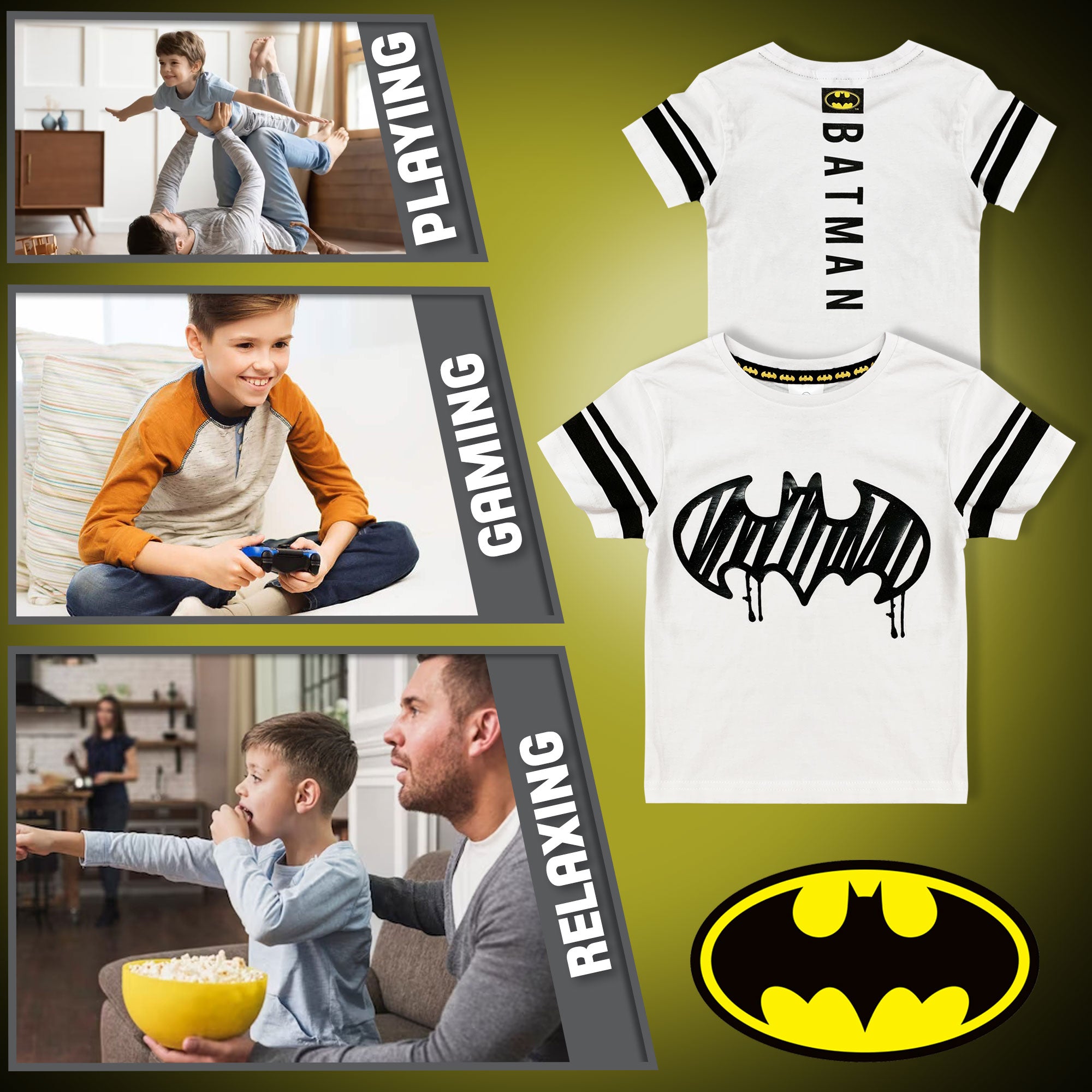 T shirt Batman maglia bambino mezze maniche in cotone