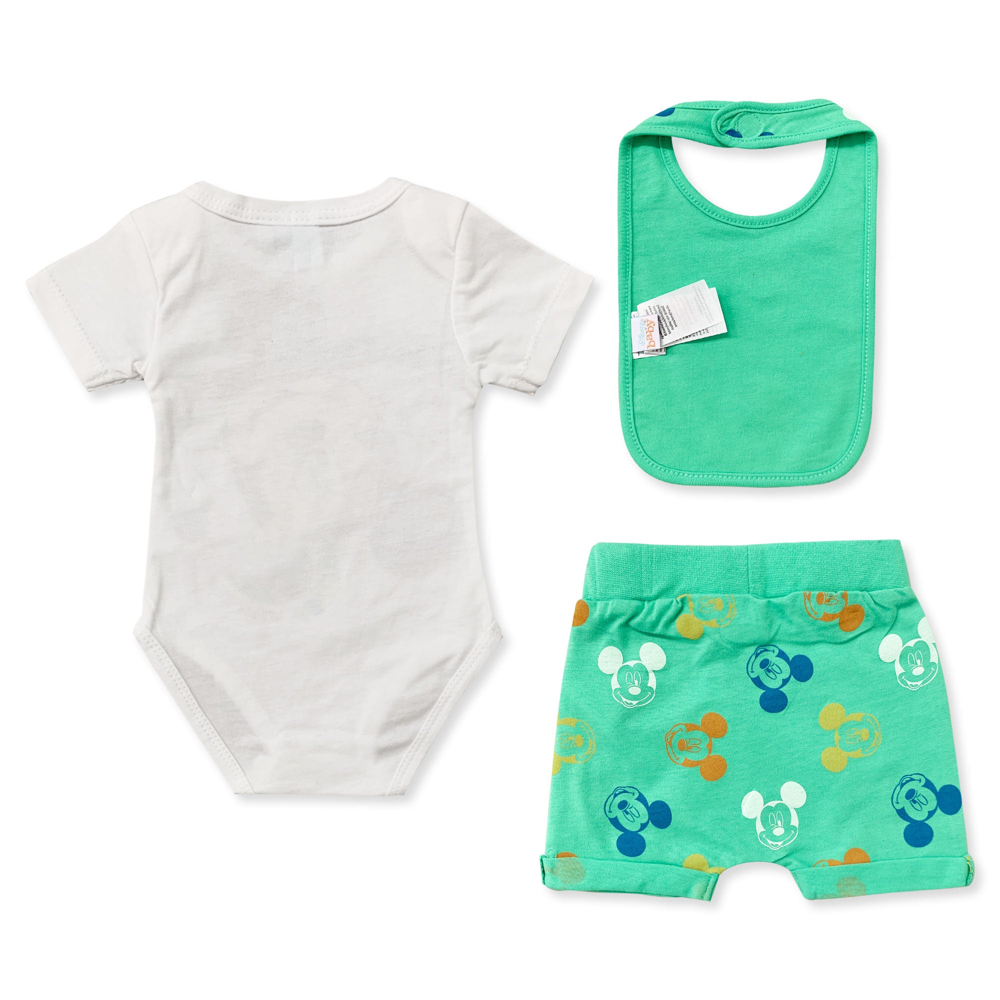 Completo Disney Mickey Mouse Body pantaloncino e bavaglino neonato bambino 6184