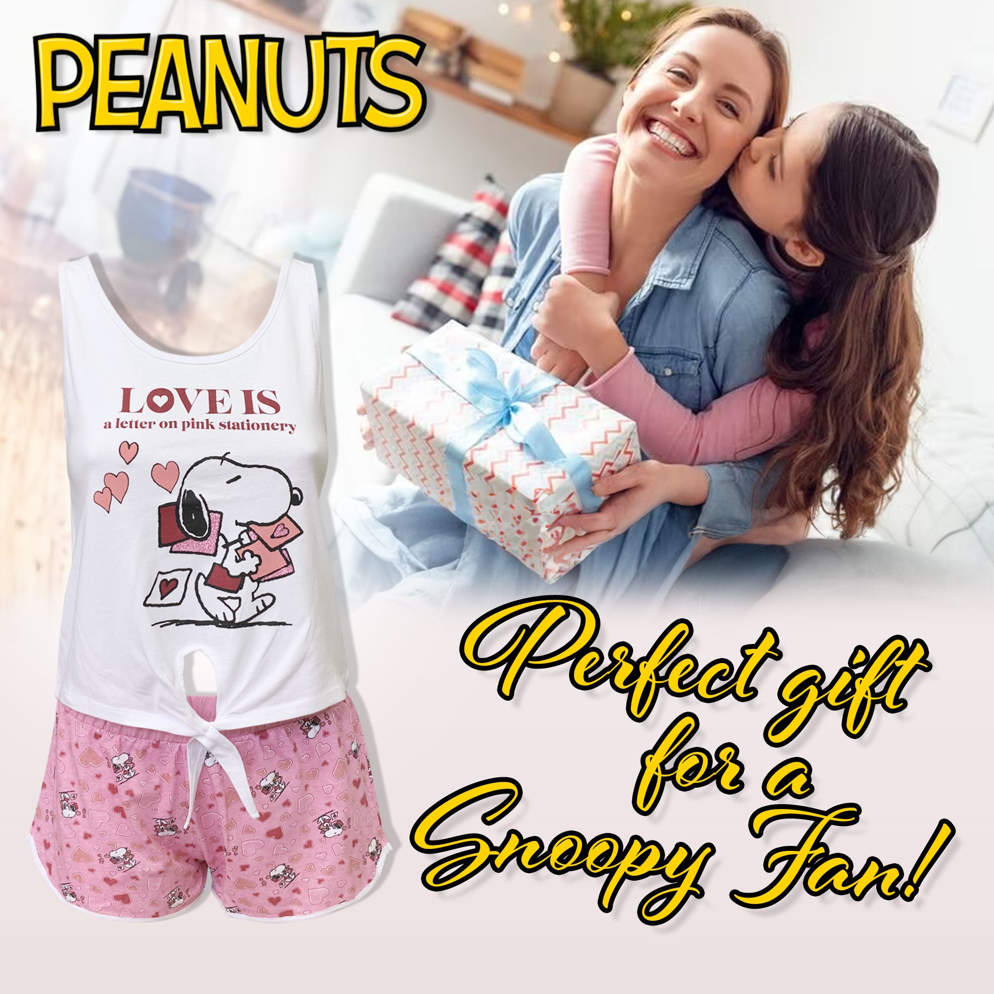 Pigiama corto donna Snoopy canotta e short in cotone estivo 6186