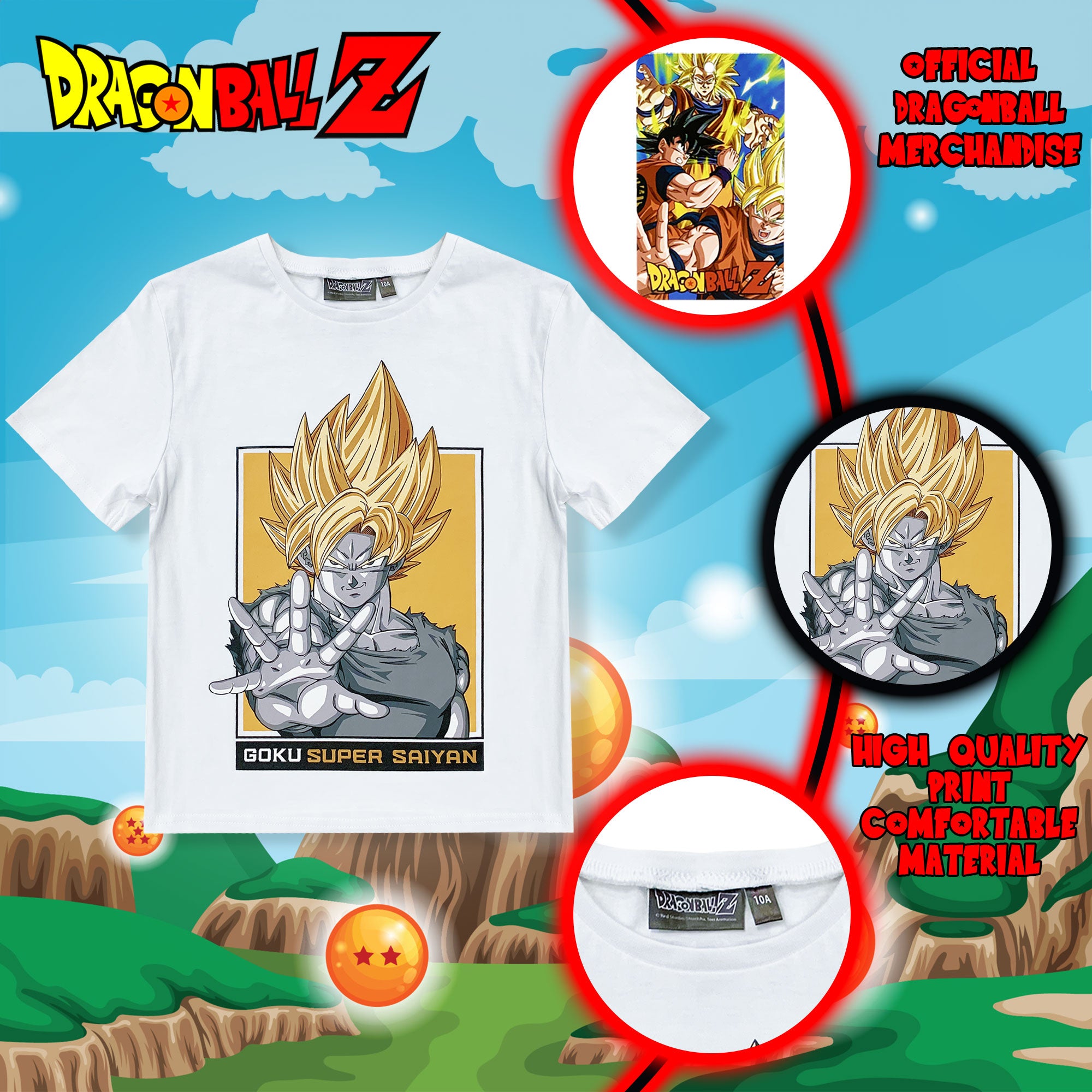 T-shirt Dragon Ball Z maglia bambino ragazzo mezze maniche in cotone Goku 6188