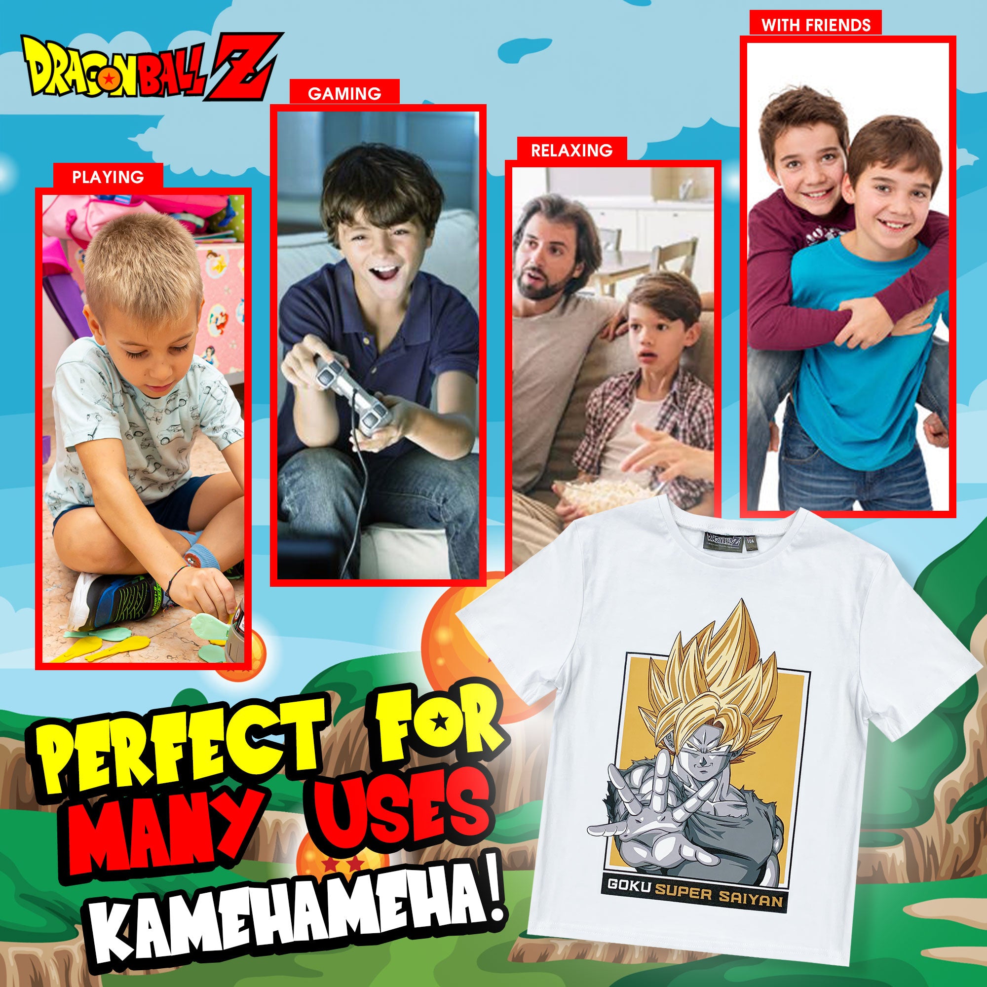 T-shirt Dragon Ball Z maglia bambino ragazzo mezze maniche in cotone Goku 6188