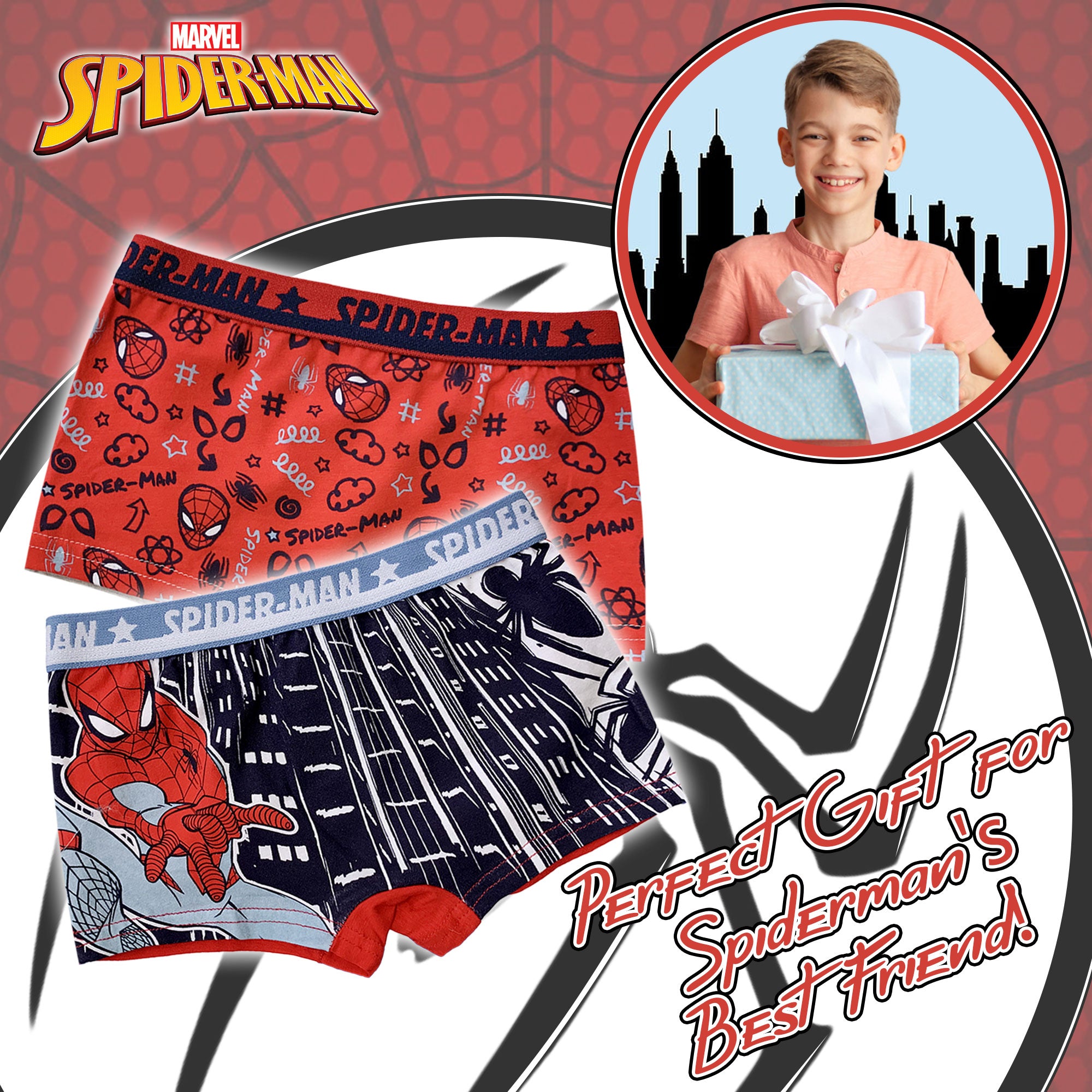 Set 2 Boxer Marvel Spiderman bambino shorties mutandine intimo in cotone 6191