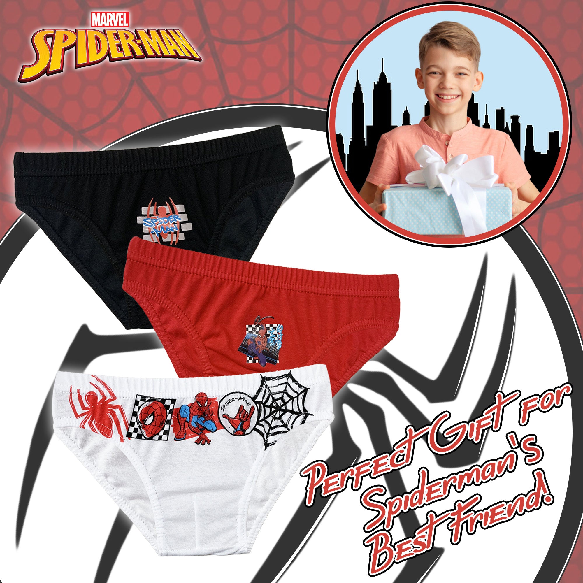 Set 3 Slip Marvel Spiderman bambino shorties mutandine intimo in cotone 6193