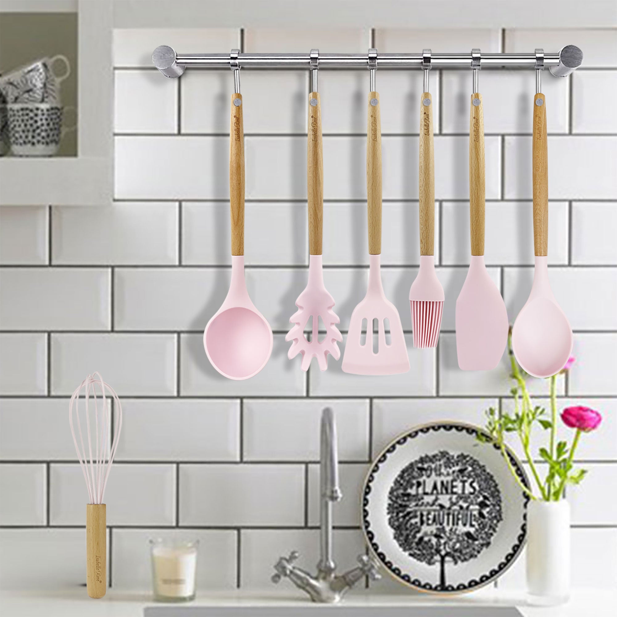 Set di utensili da Cucina Isabelle Rose in silicone con manico in legno 6194