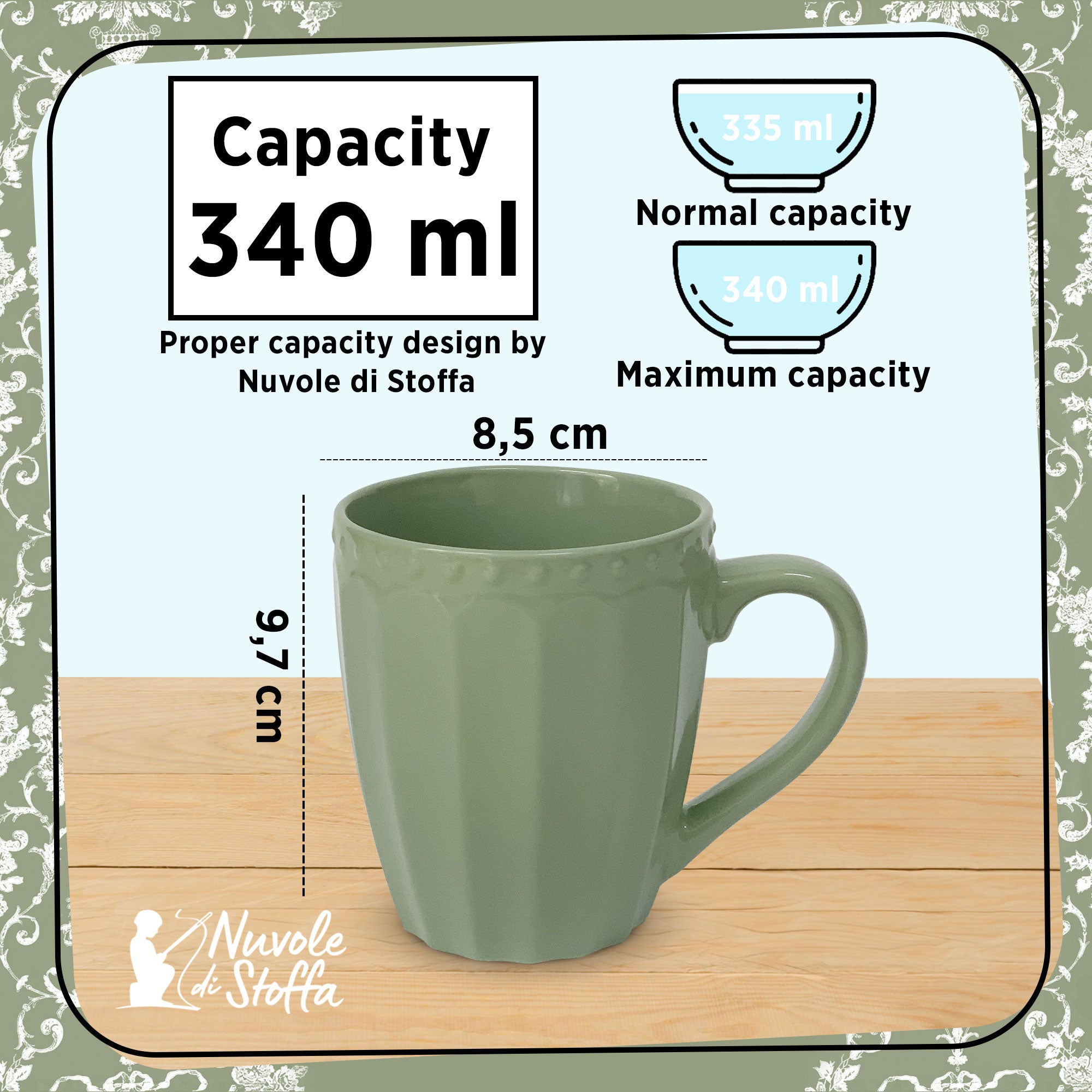 Tazza con manico Mug Retrò in porcellana Nuvole di Stoffa Sunday 340ml 6202