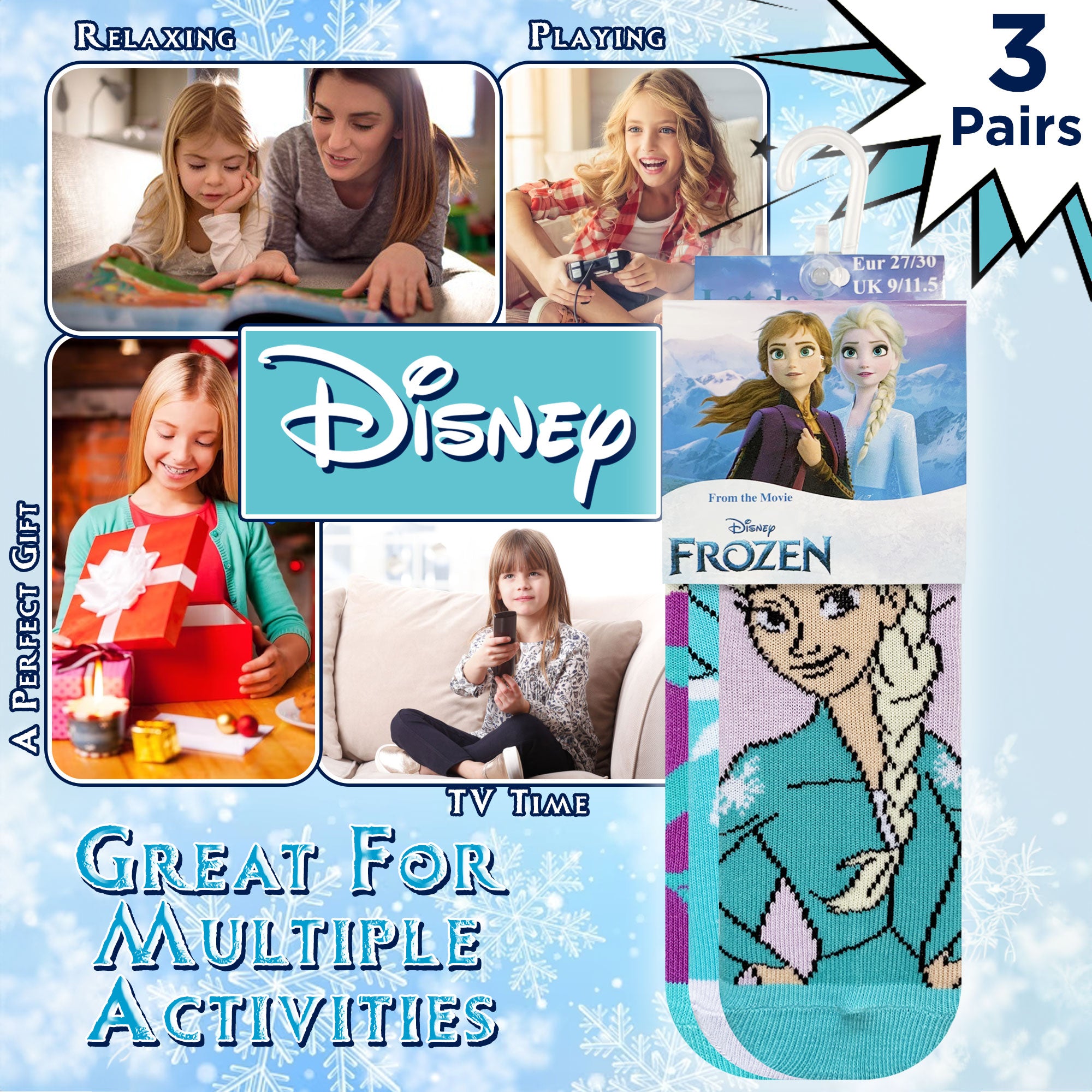Calzini bambina Disney Frozen Elsa set 3 paia in cotone 6222