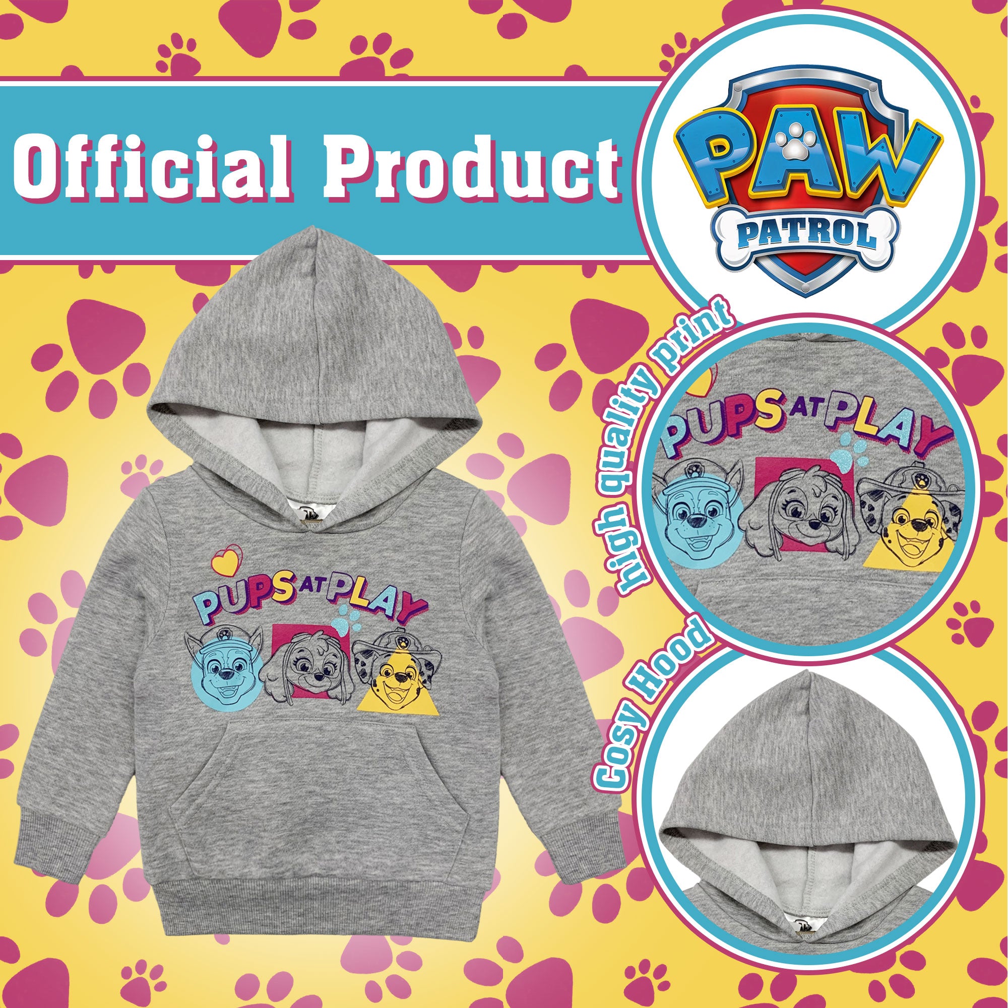 Felpa Paw Patrol per bambina con cappuccio a maniche lunghe bimba 6226