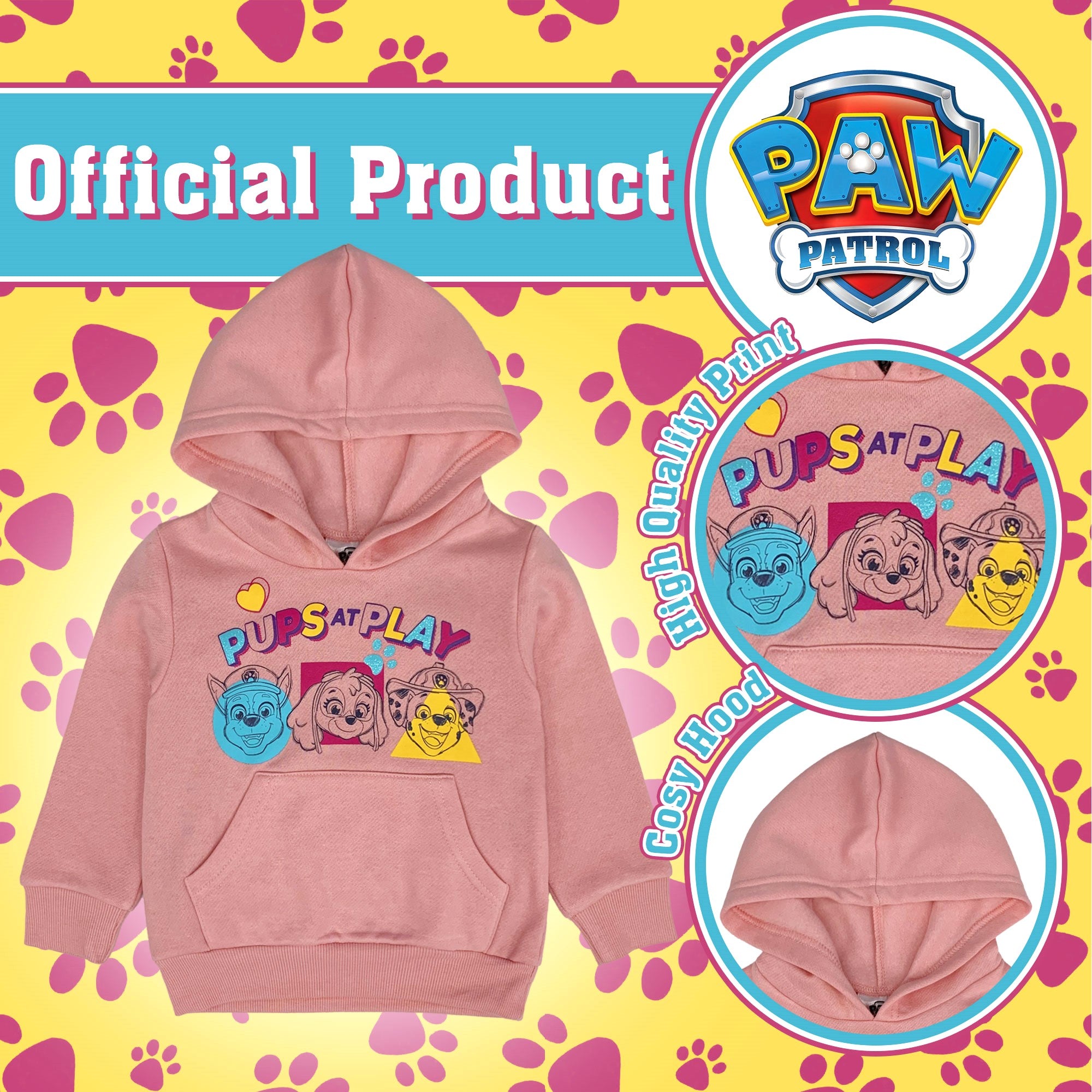 Felpa Paw Patrol per bambina con cappuccio a maniche lunghe bimba 6226