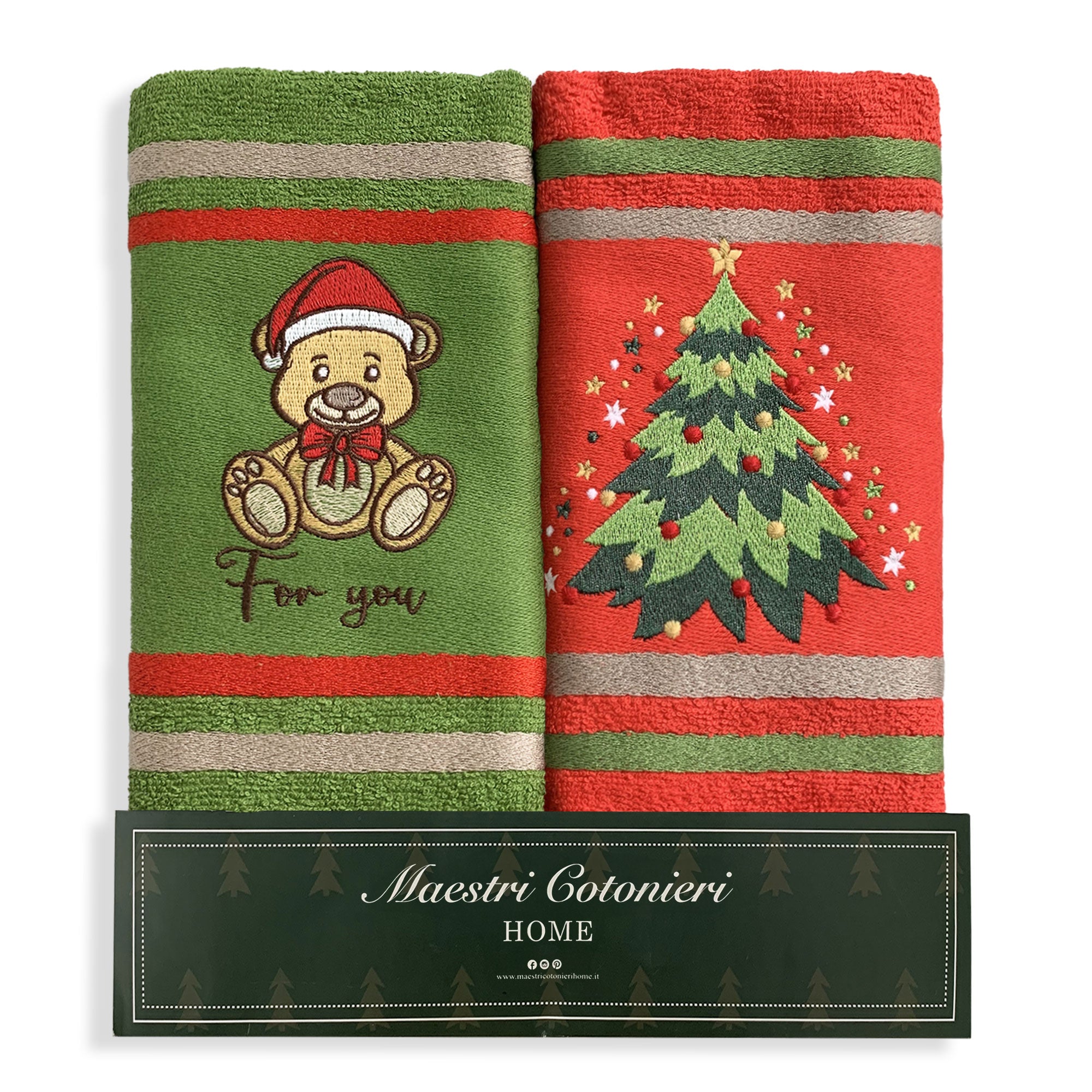 Set Strofinacci Natalizi Maestri Cotonieri Canovacci spugna 2 Pezzi Natale 6237