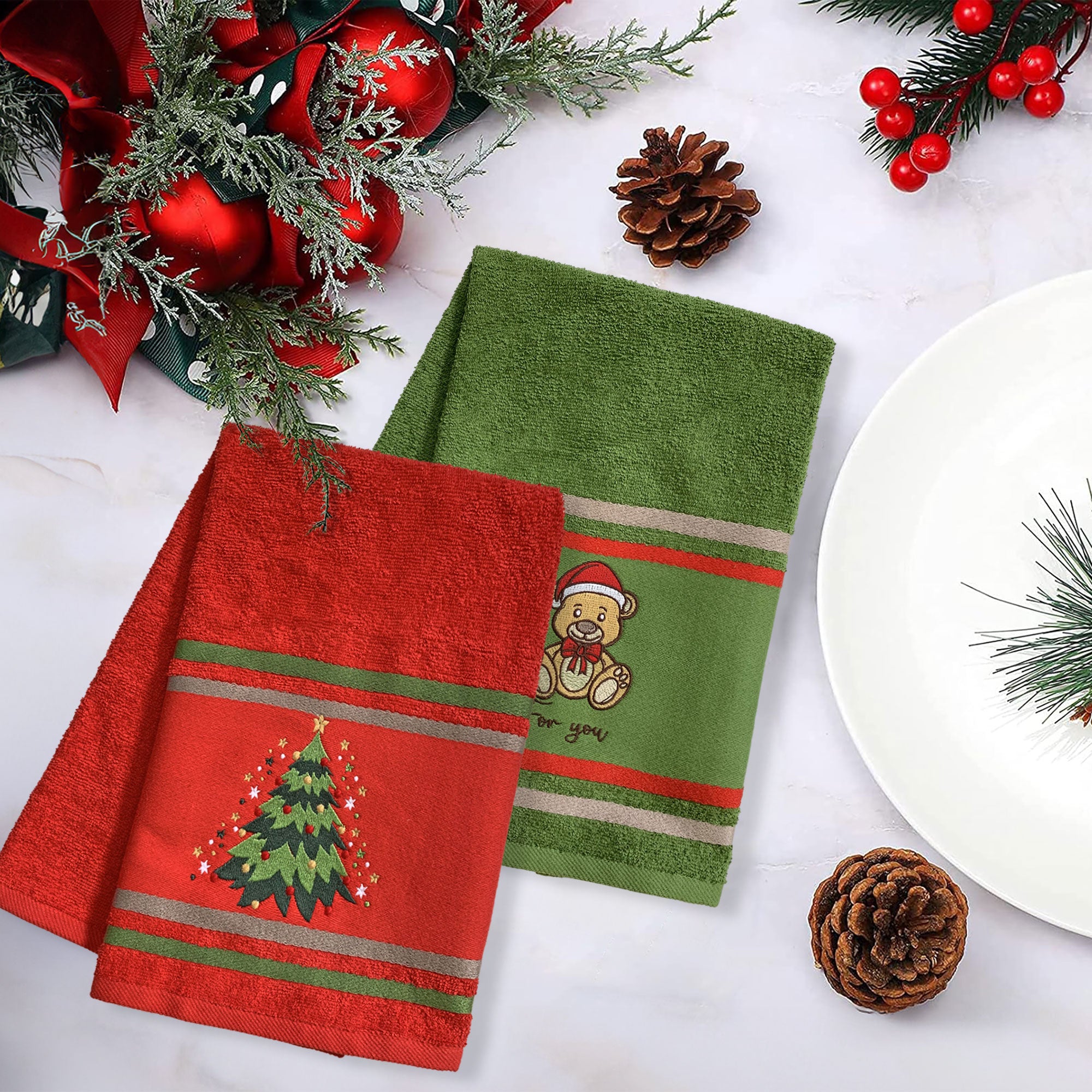 Set Strofinacci Natalizi Maestri Cotonieri Canovacci spugna 2 Pezzi Natale 6237