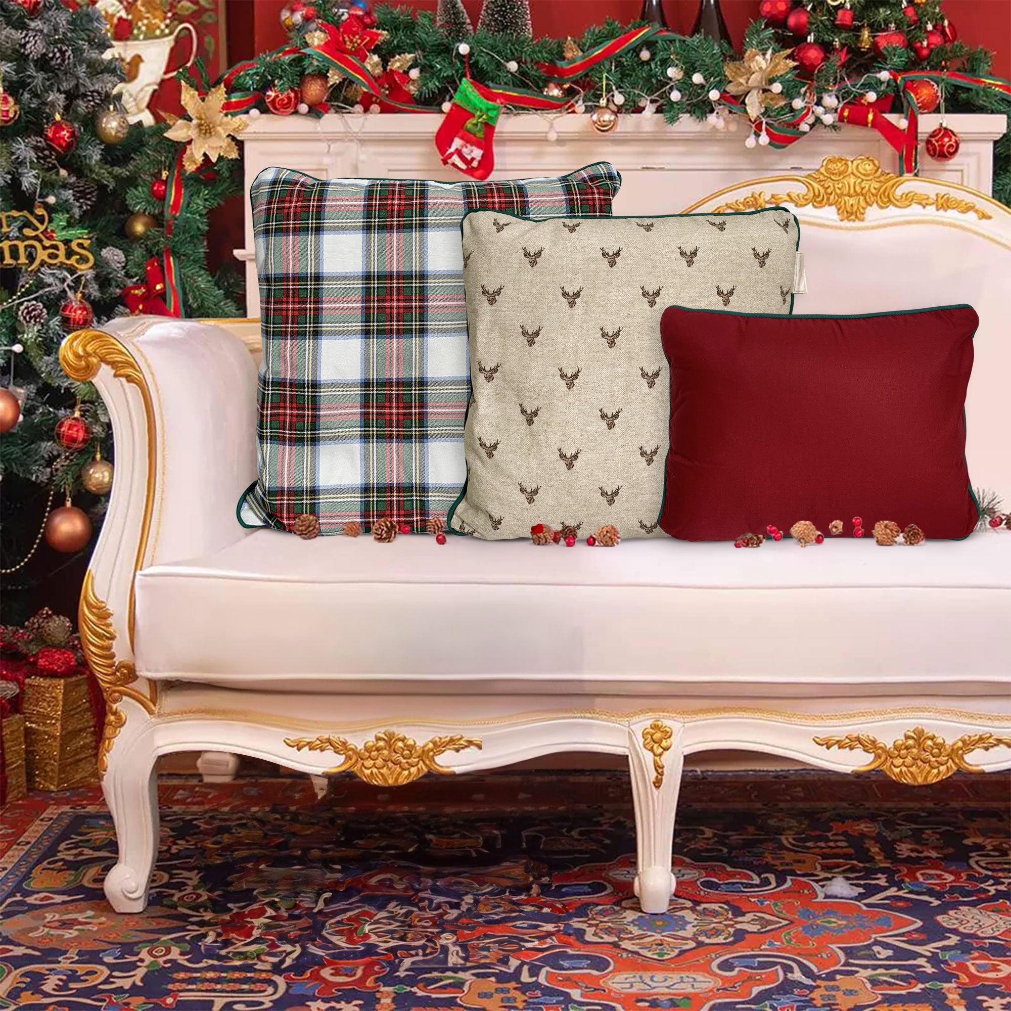 Cuscini natalizi decorativi addobbi decori Natale Maestri Cotonieri Tartan 6239