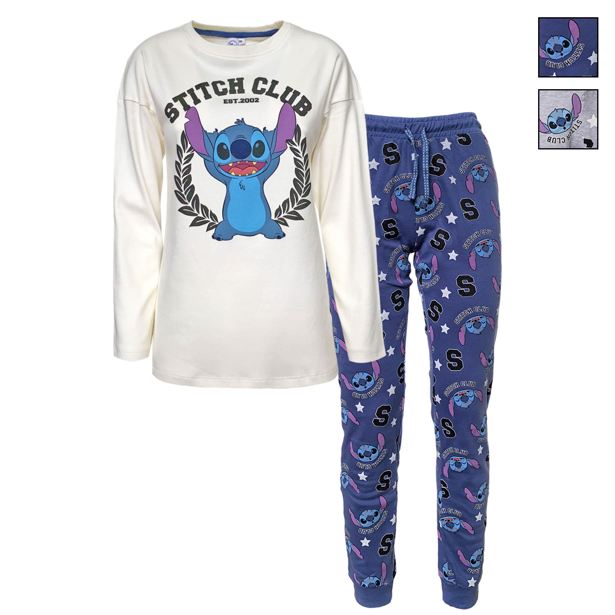 Pigiama lungo donna Disney Lilo e Stitch maglia e pantalone in cotone 6258