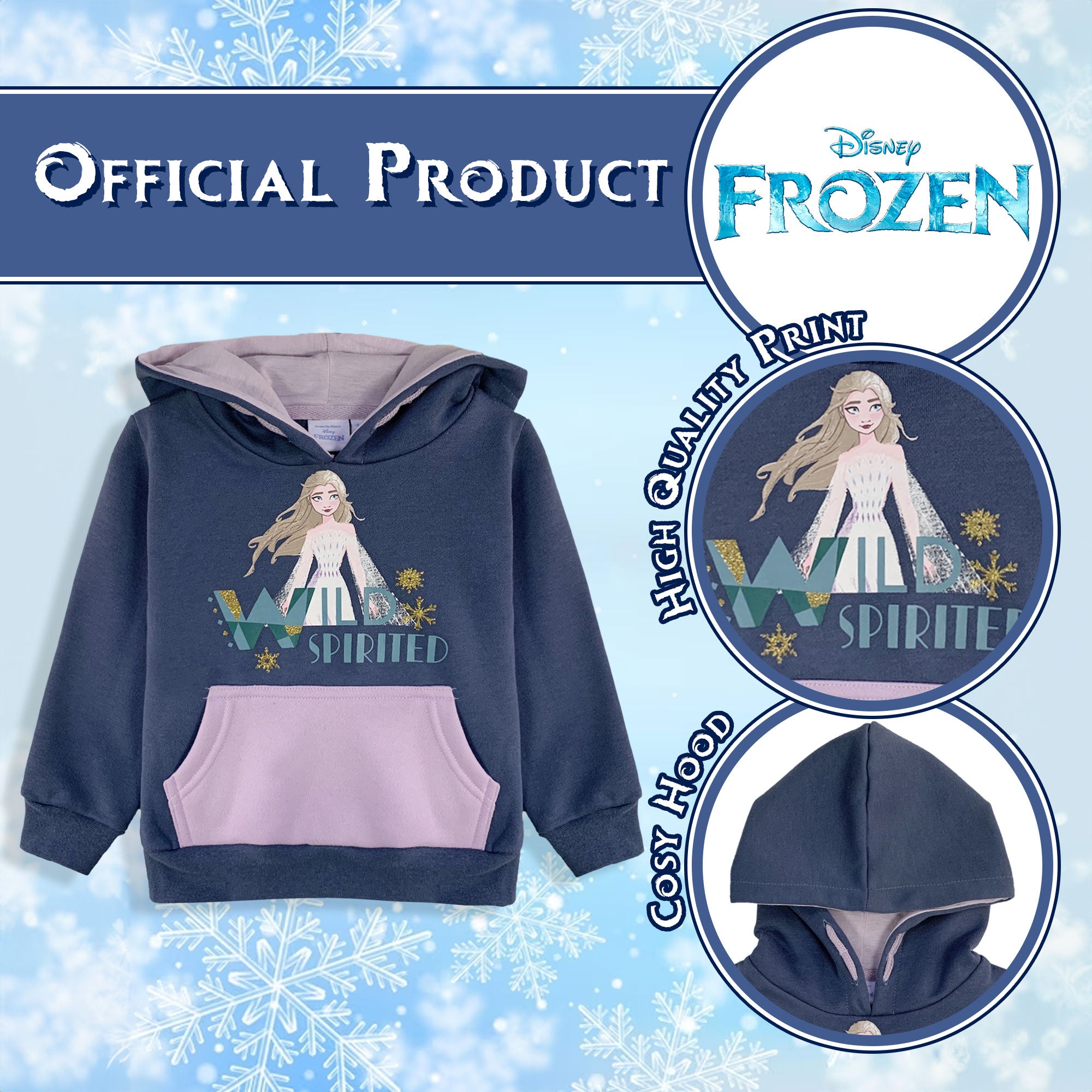 Felpa Disney Frozen Elsa per bambina con cappuccio a maniche lunghe bimba 6263