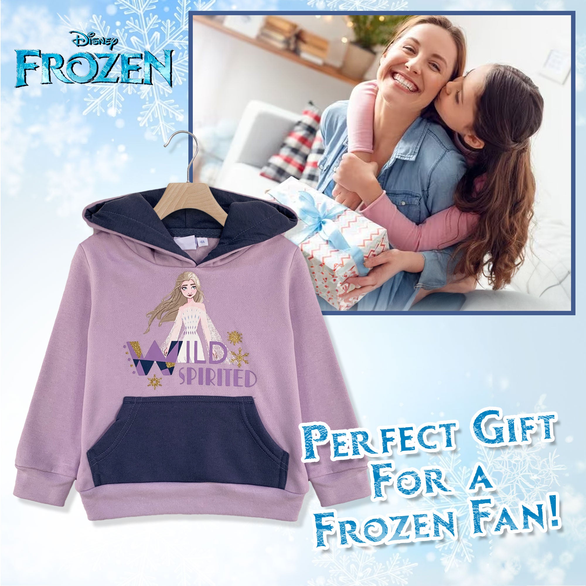 Felpa Disney Frozen Elsa per bambina con cappuccio a maniche lunghe bimba 6263