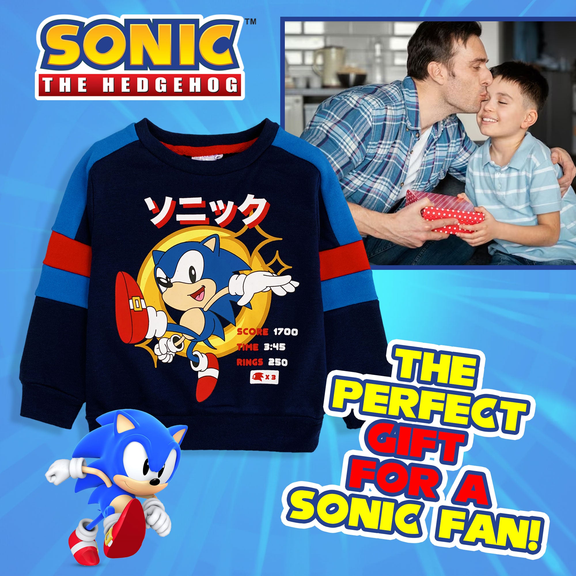 Felpa Sonic The Hedgehog per bambino a maniche lunghe bimbo 6264