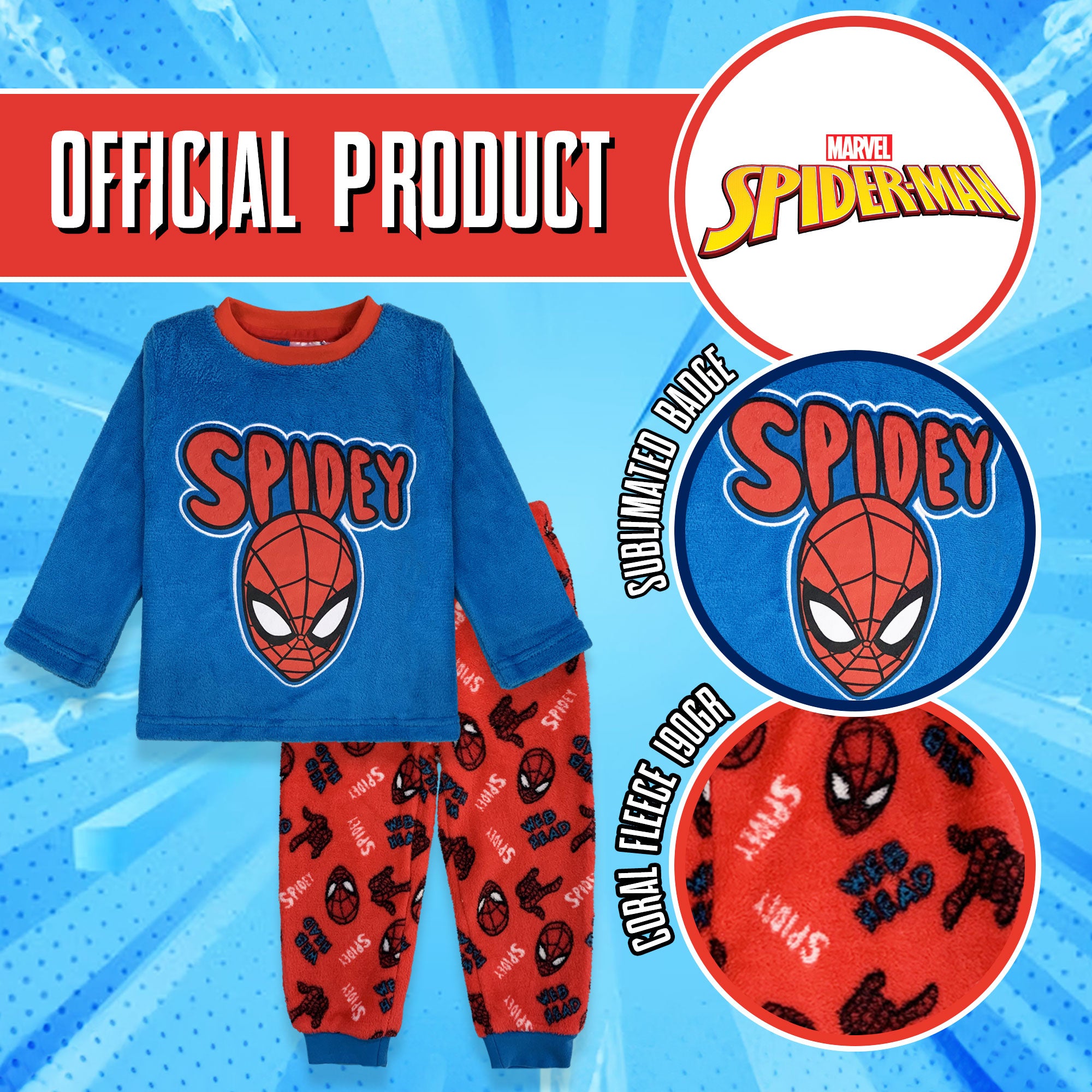 Pigiama per bambino Marvel Spiderman in pile invernale 6266