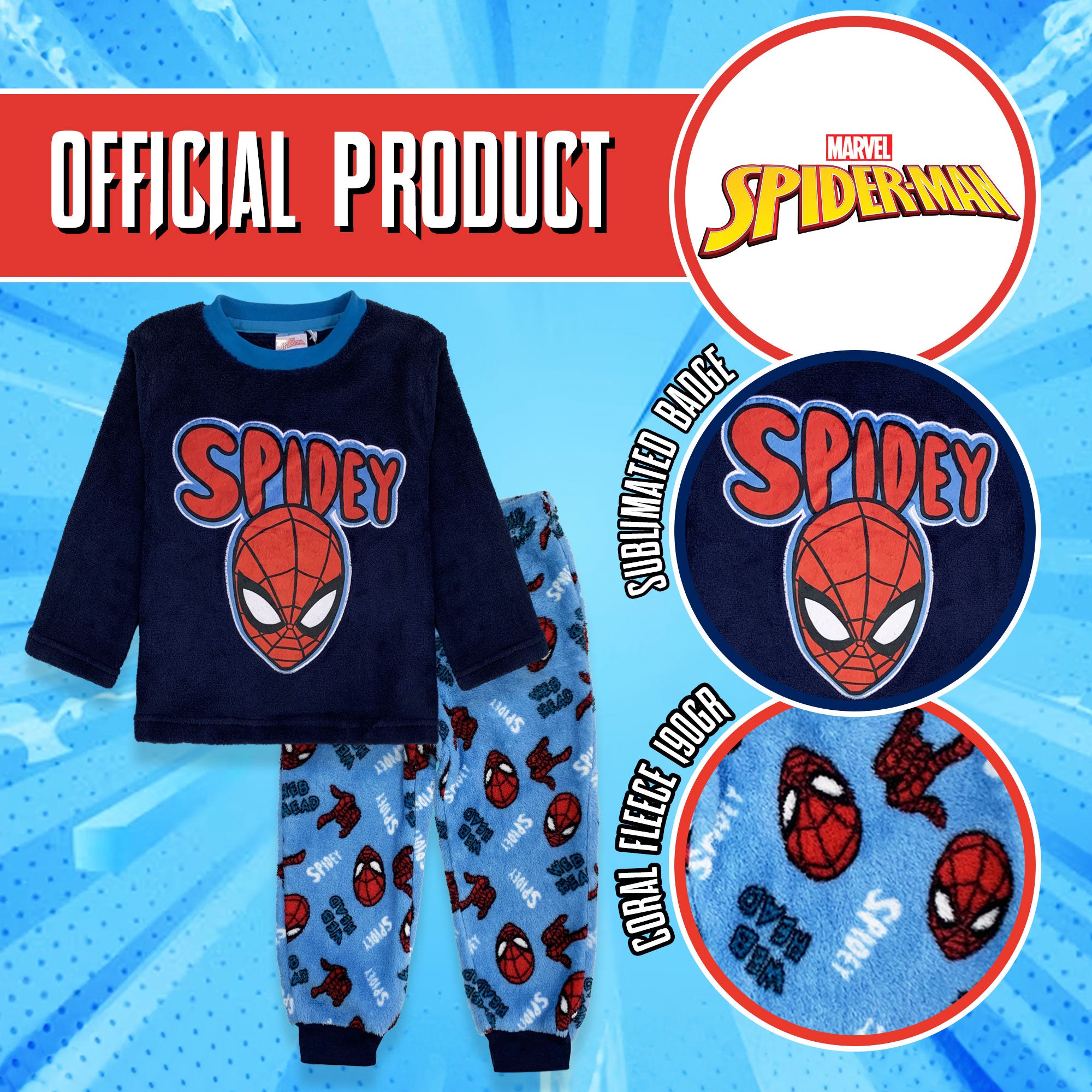 Pigiama per bambino Marvel Spiderman in pile invernale 6266
