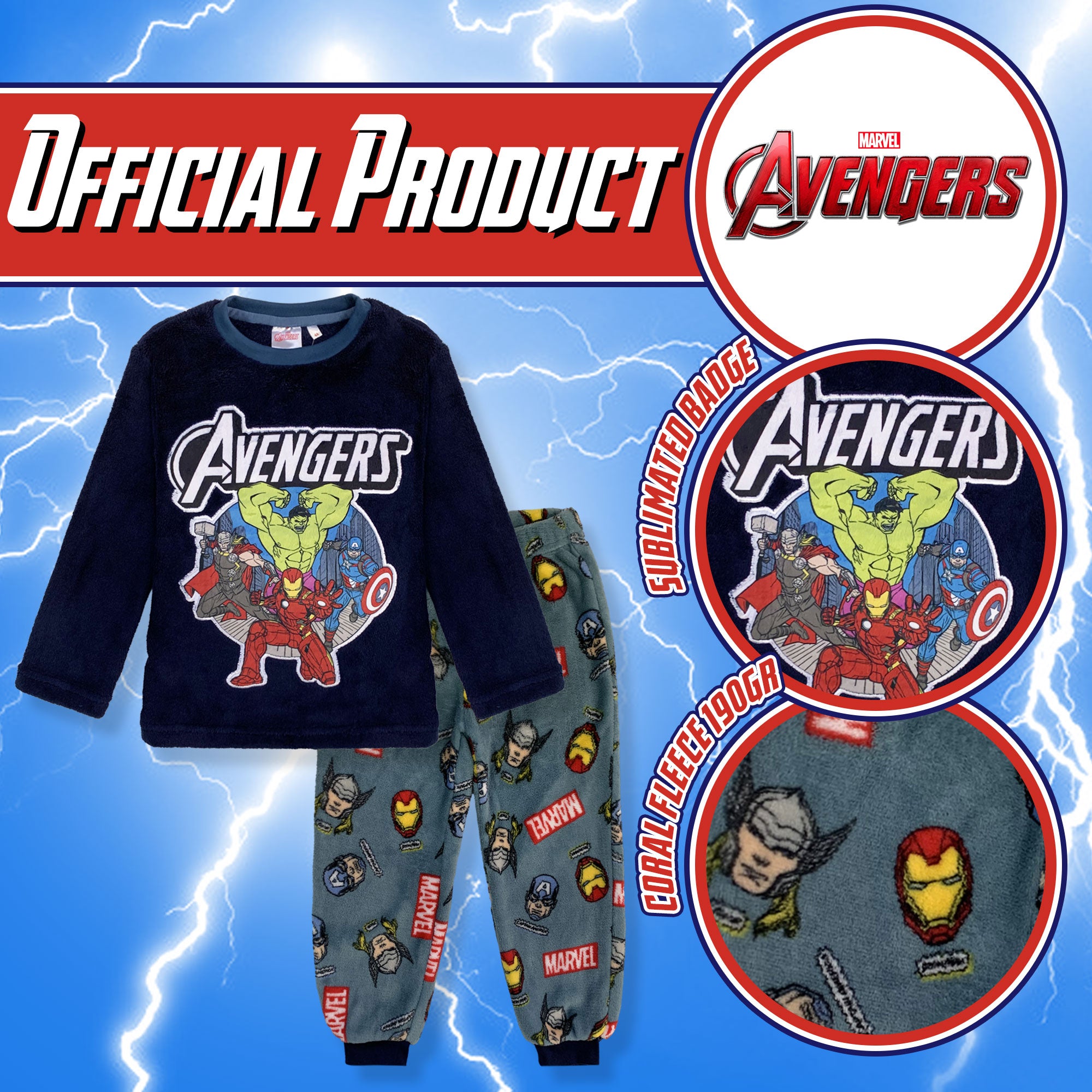 Pigiama per bambino Marvel Avengers in pile invernale 6267
