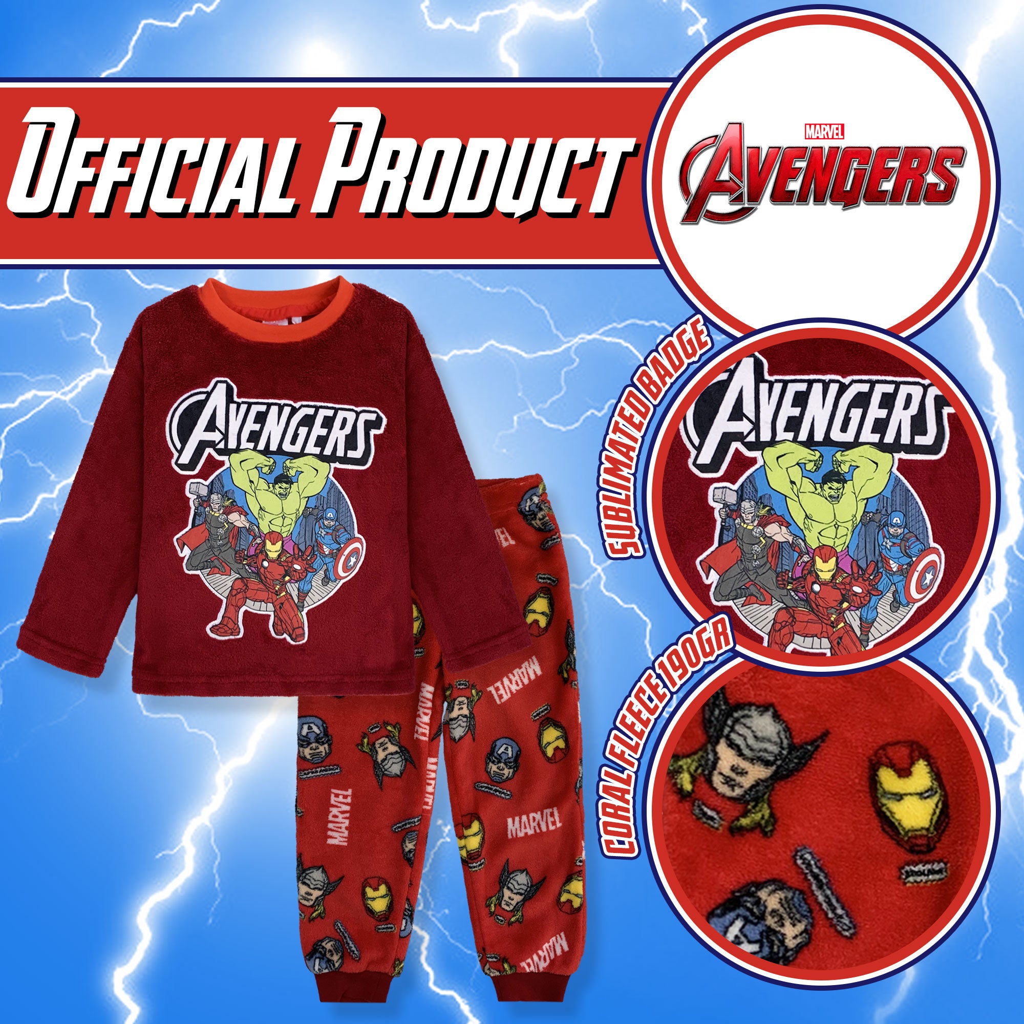 Pigiama per bambino Marvel Avengers in pile invernale 6267