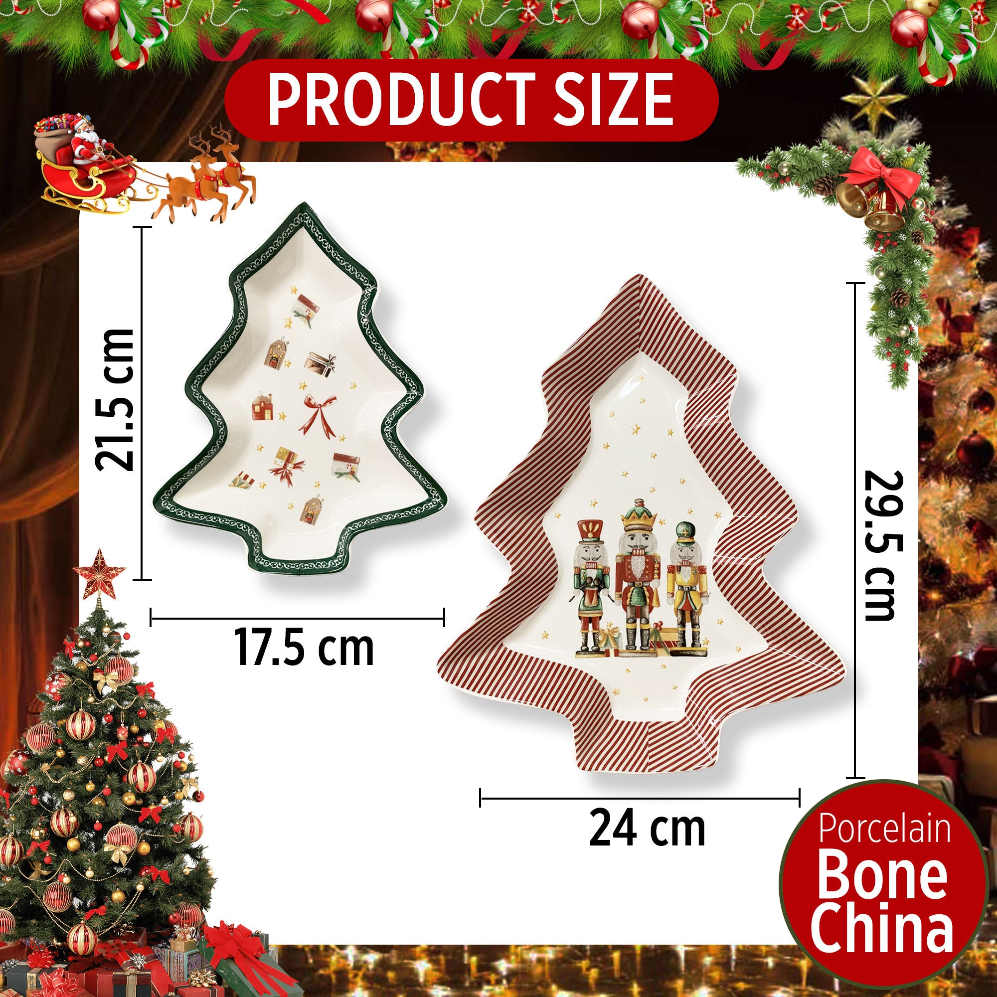 Set ciotole natalizie Nuvole di Stoffa 2pz vassoi alberi di Natale Carol 6282