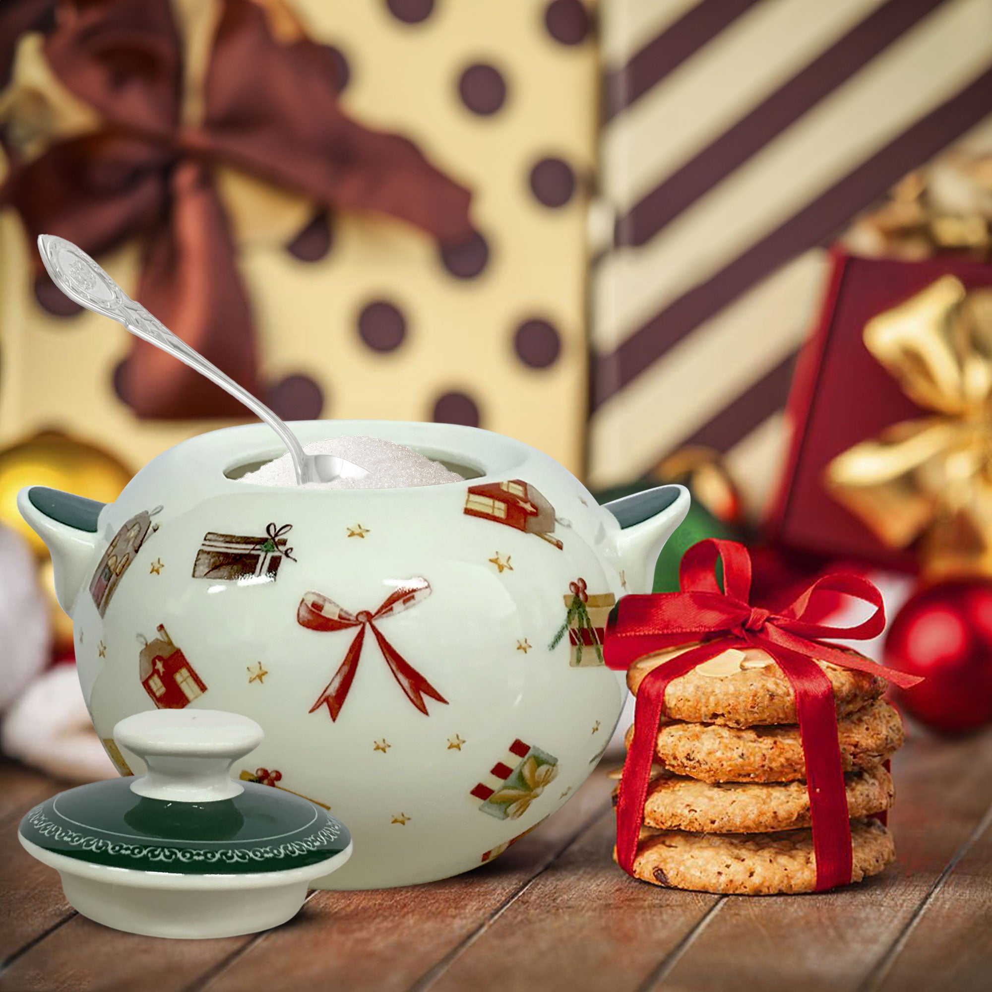 Zuccheriera natalizia in porcellana Nuvole di Stoffa Christmas Carol 6288
