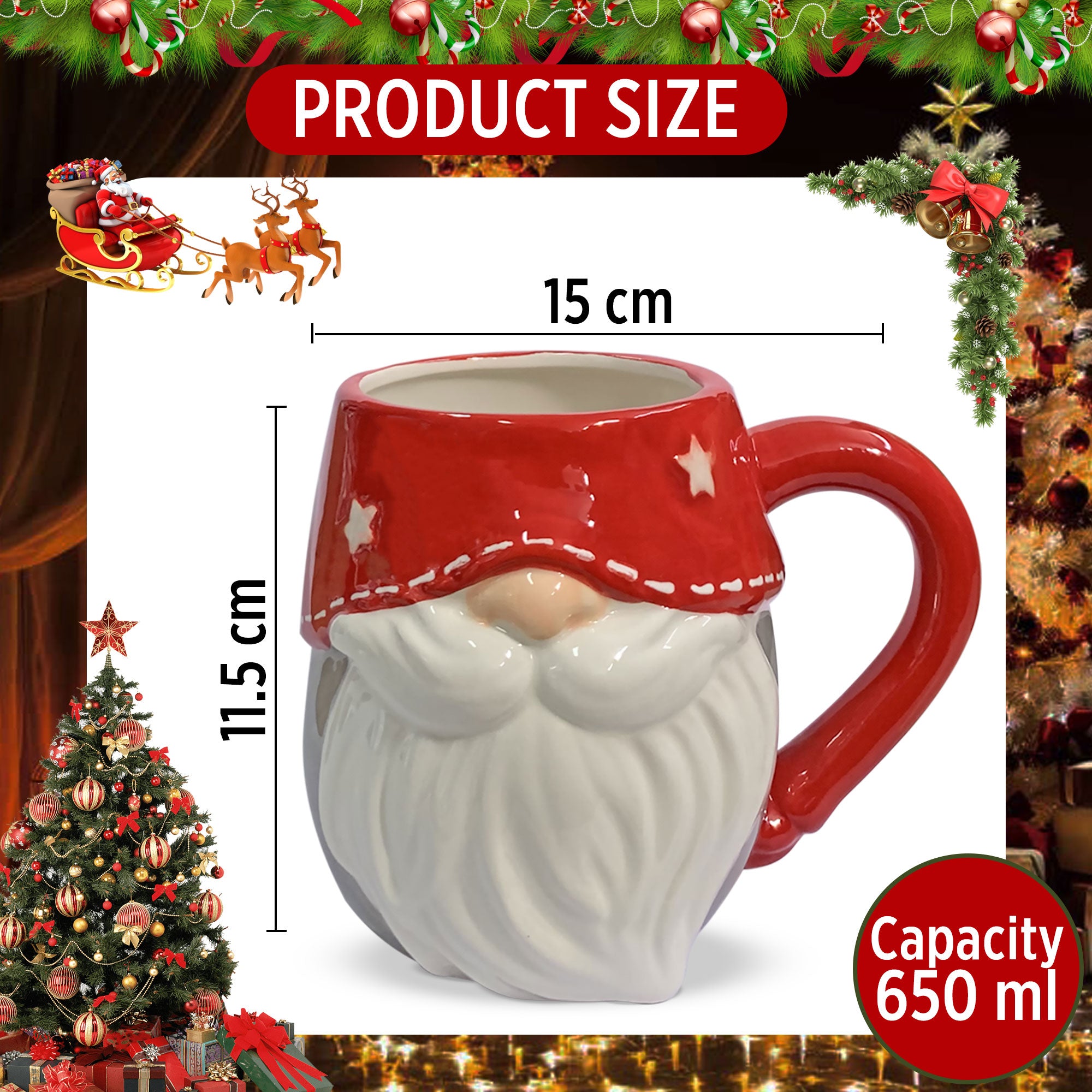 Tazza natalizia Gnomo Nuvole di Stoffa Mug decoro Natale in ceramica 6298