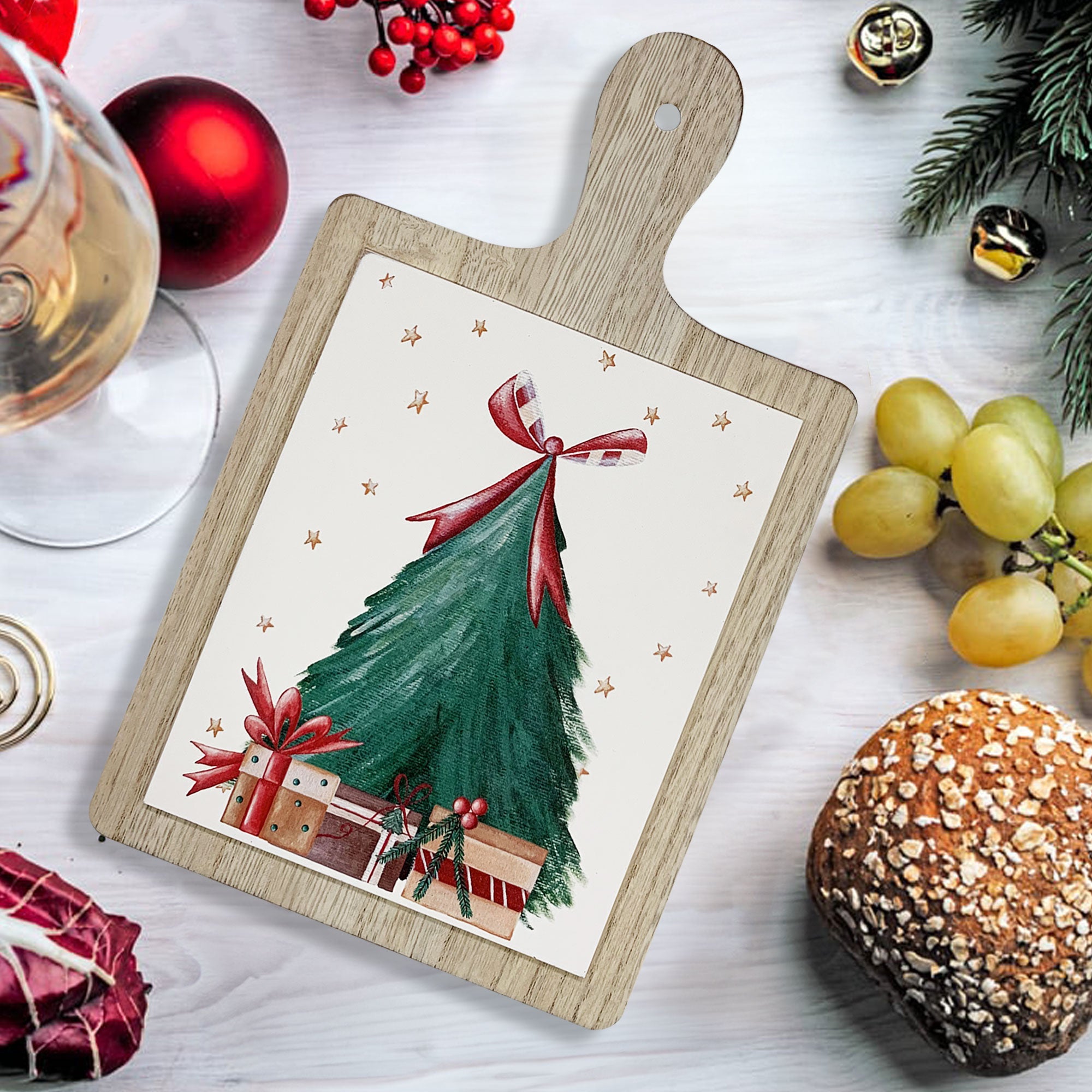 Sottopentola natalizio in legno Nuvole di Stoffa Albero di Natale Carol 6306