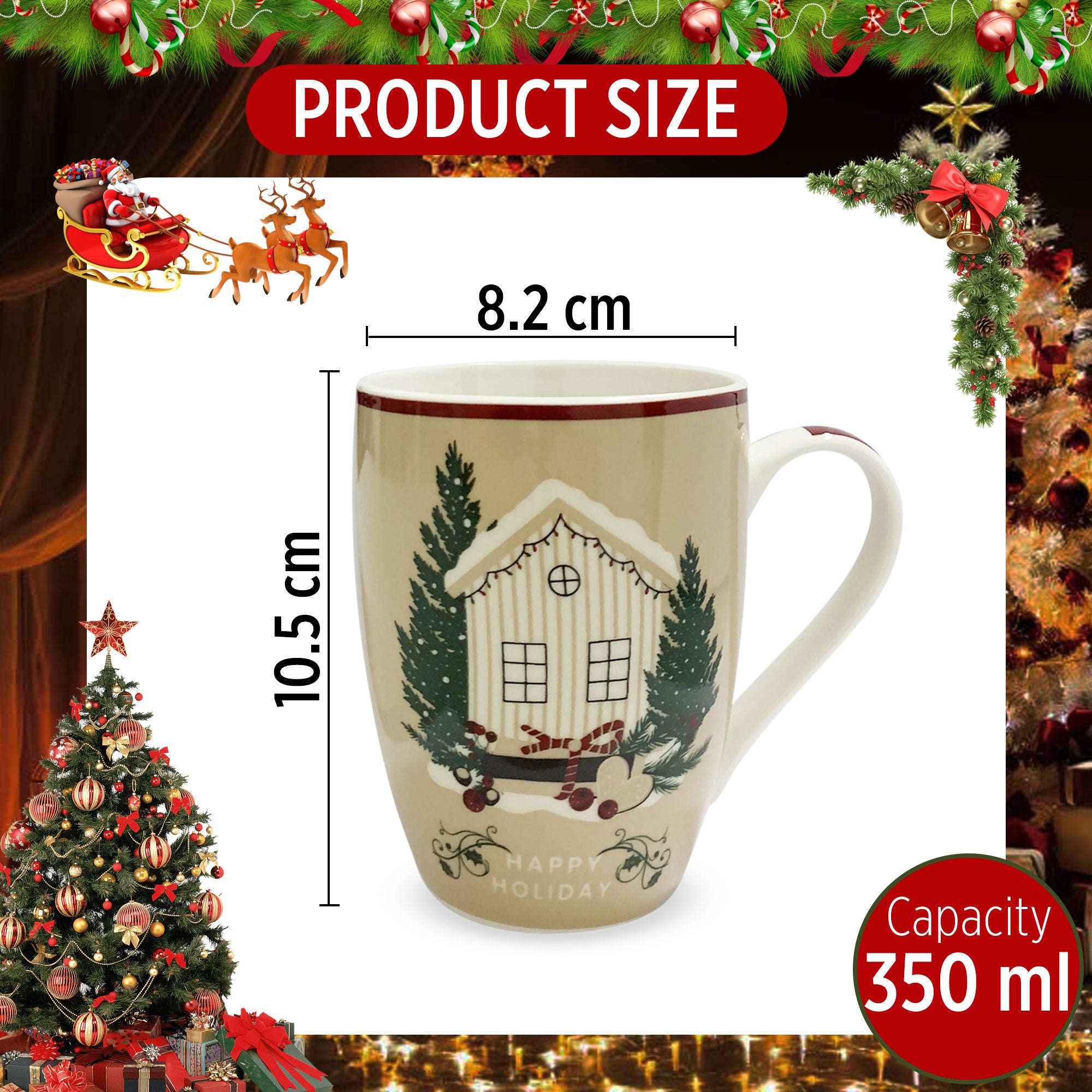Tazza natalizia Nuvole di Stoffa Mug in ceramica Holly Decoro Natale 350ml 6325