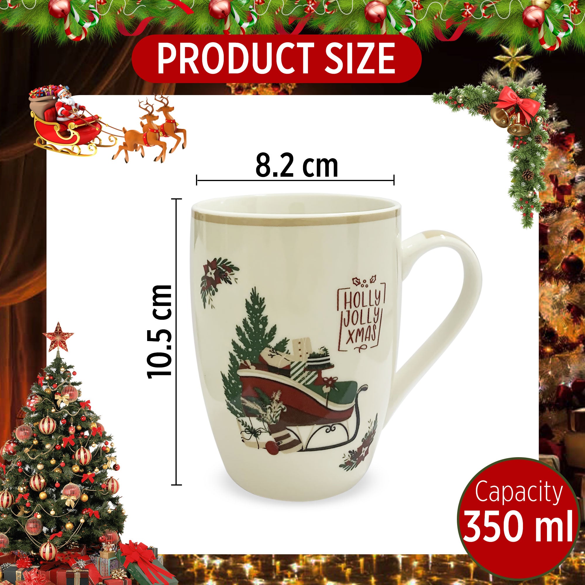 Tazza natalizia Nuvole di Stoffa Mug in ceramica Holly Decoro Natale 350ml 6326