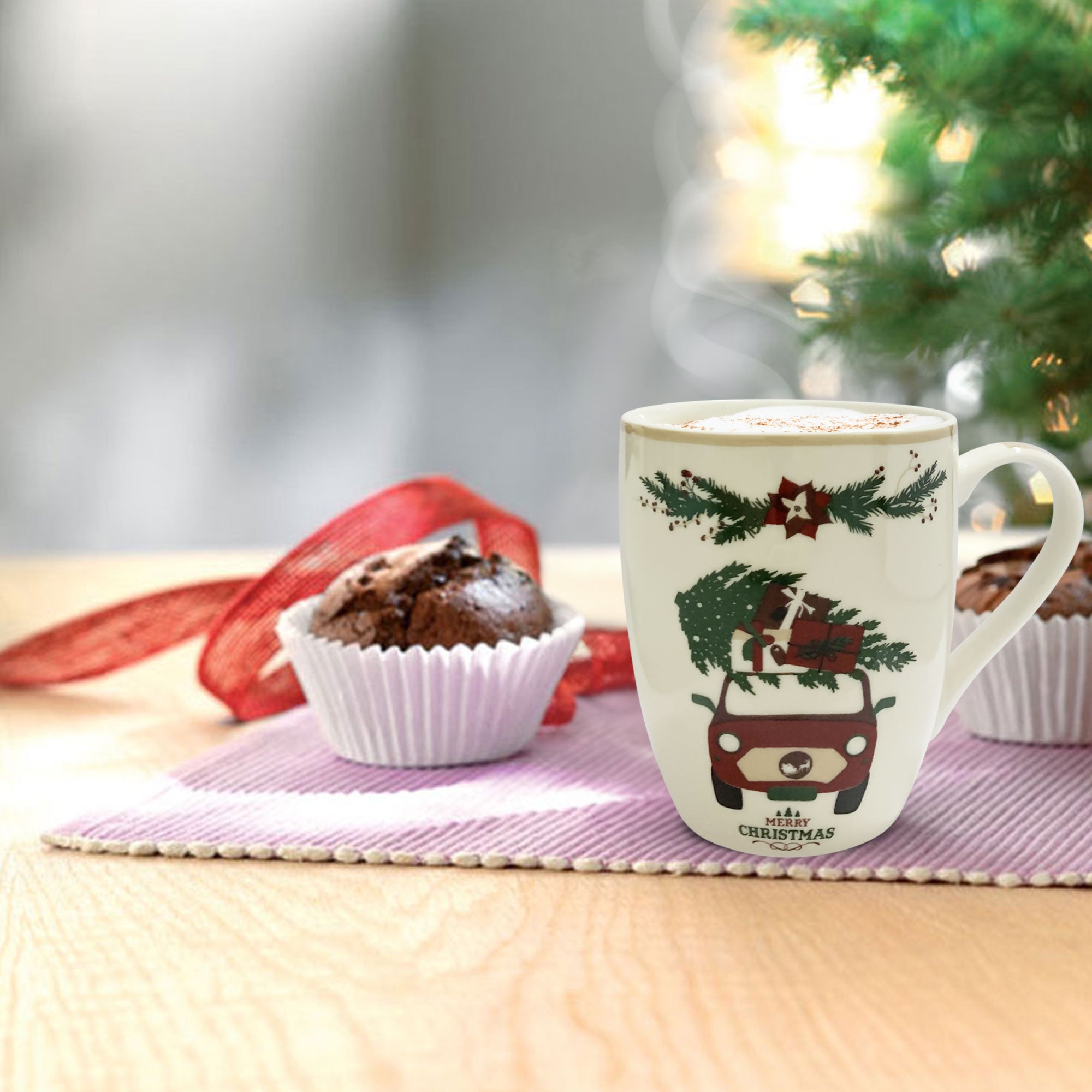 Tazza natalizia Nuvole di Stoffa Mug in ceramica Holly Decoro Natale 350ml 6327