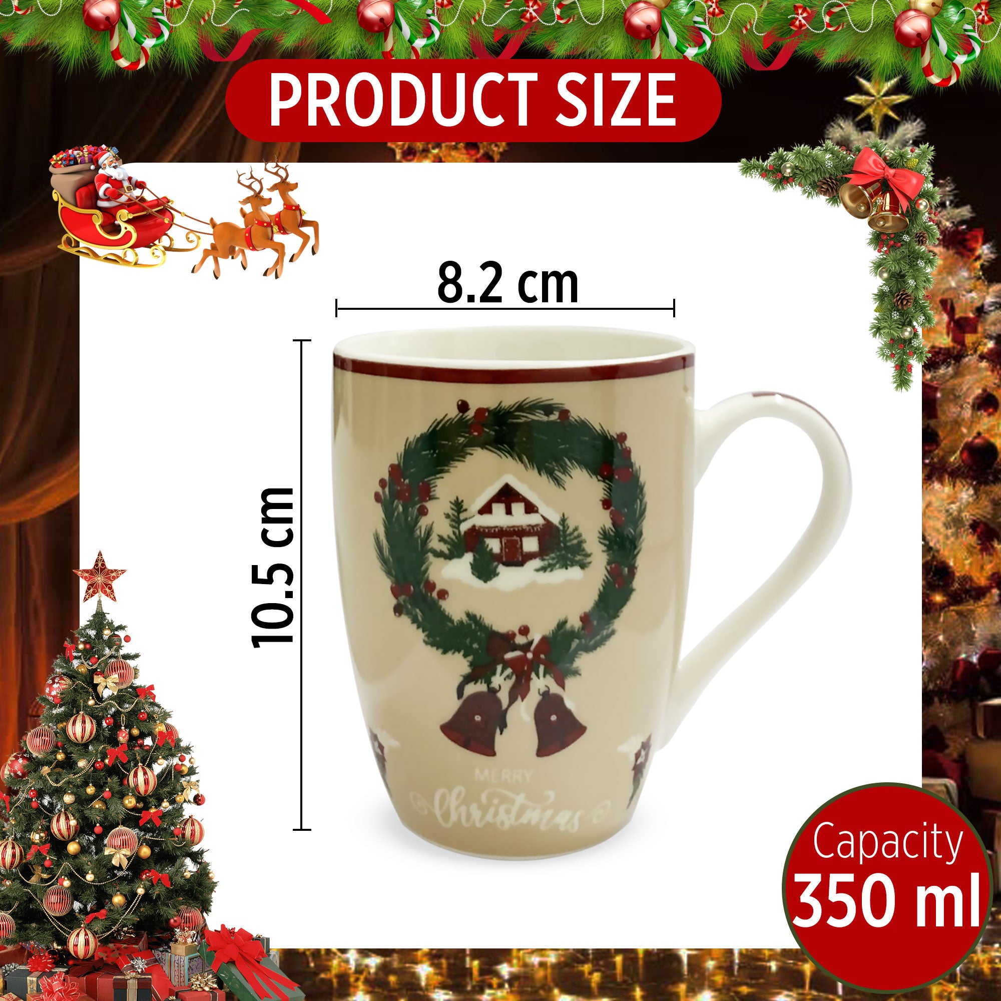 Tazza natalizia Nuvole di Stoffa Mug in ceramica Holly Decoro Natale 350ml 6328