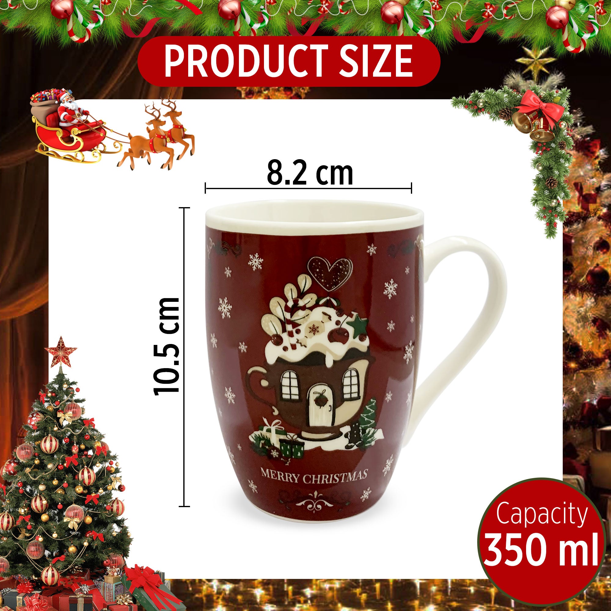 Tazza natalizia Nuvole di Stoffa Mug in ceramica Holly Decoro Natale 350ml 6329