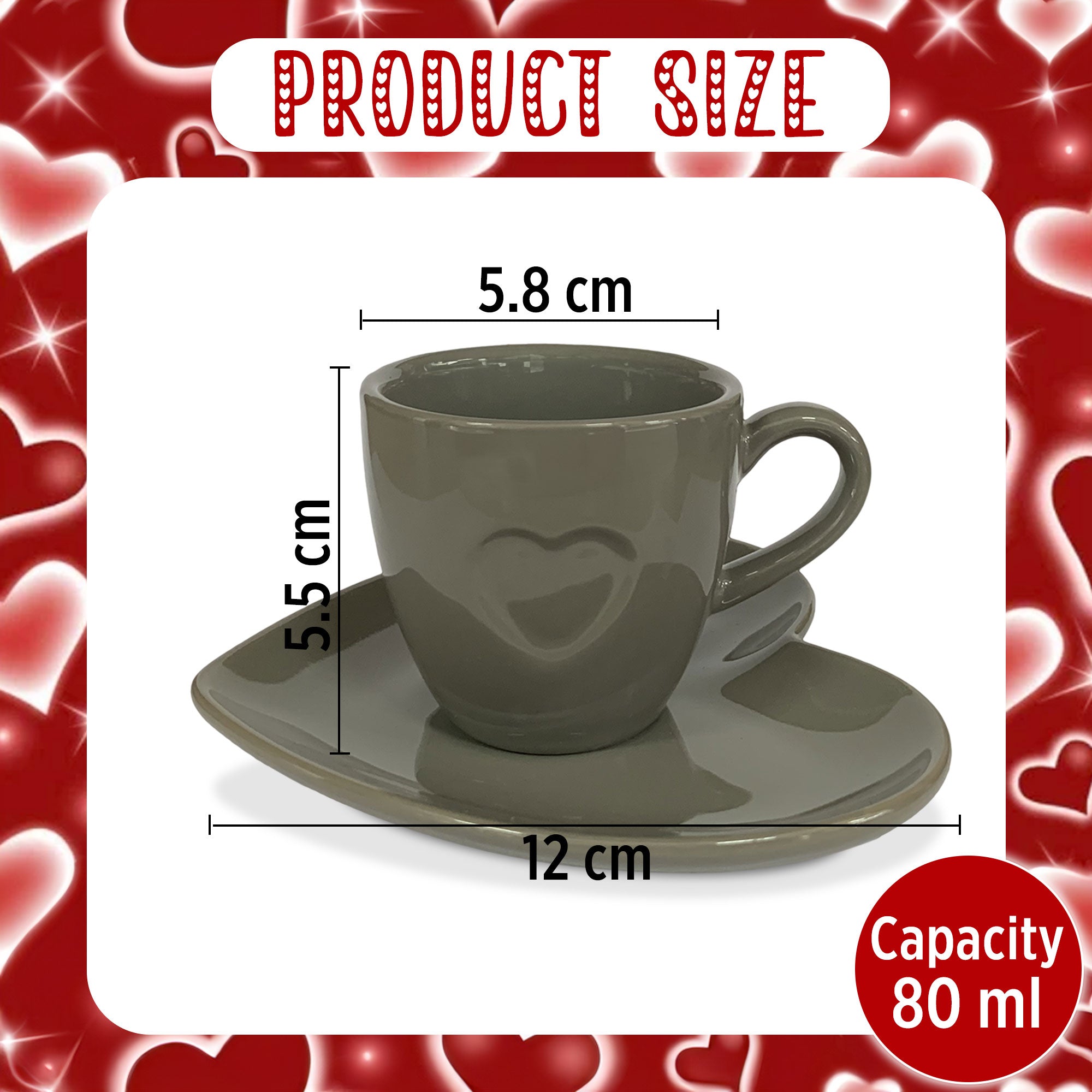 Tazzina da caffè con piattino a cuore Nuvole di Stoffa ceramica Shabby Chic 6344