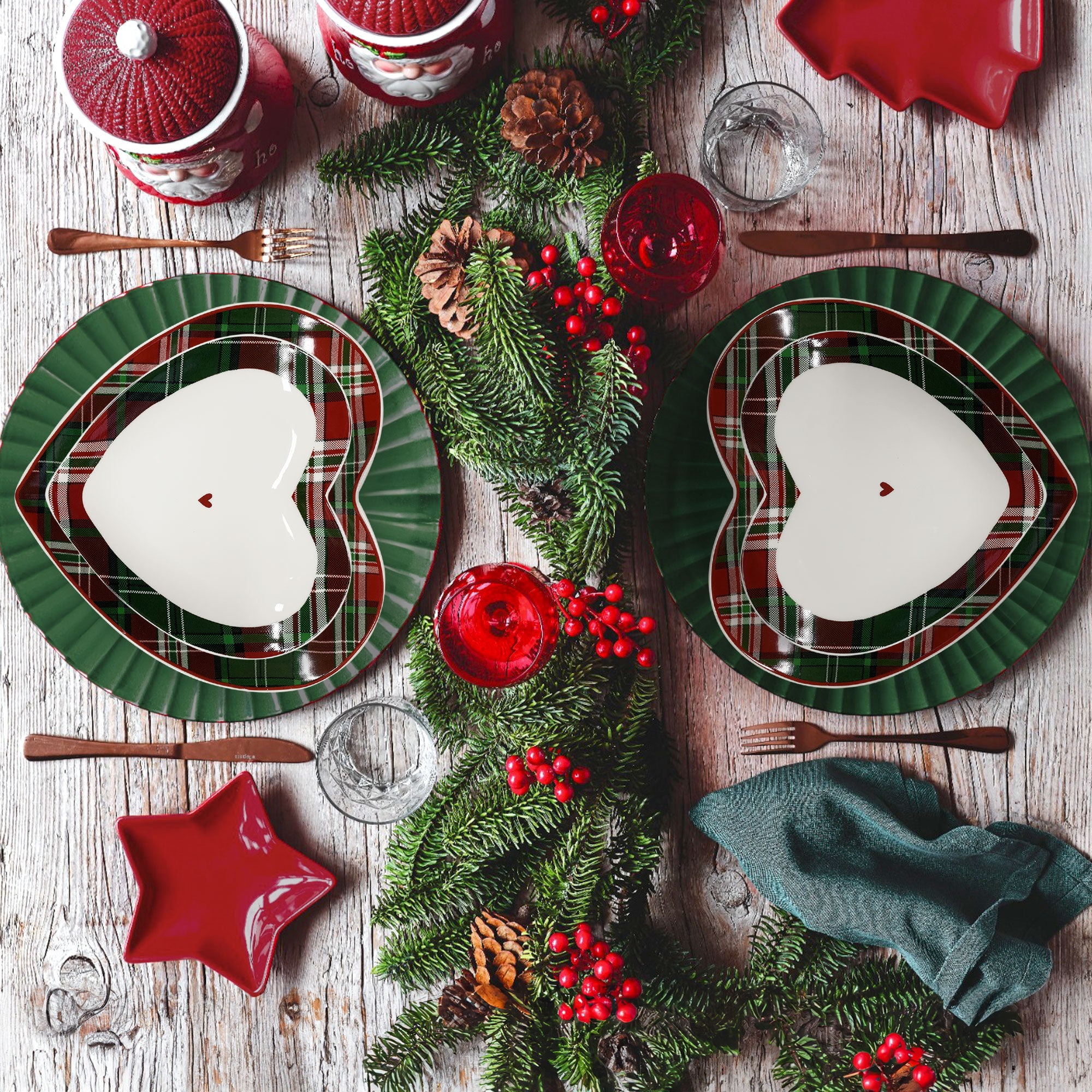 Set Vassoi piatti natalizi a cuore in porcellana Nuvole di Stoffa Queen 6345