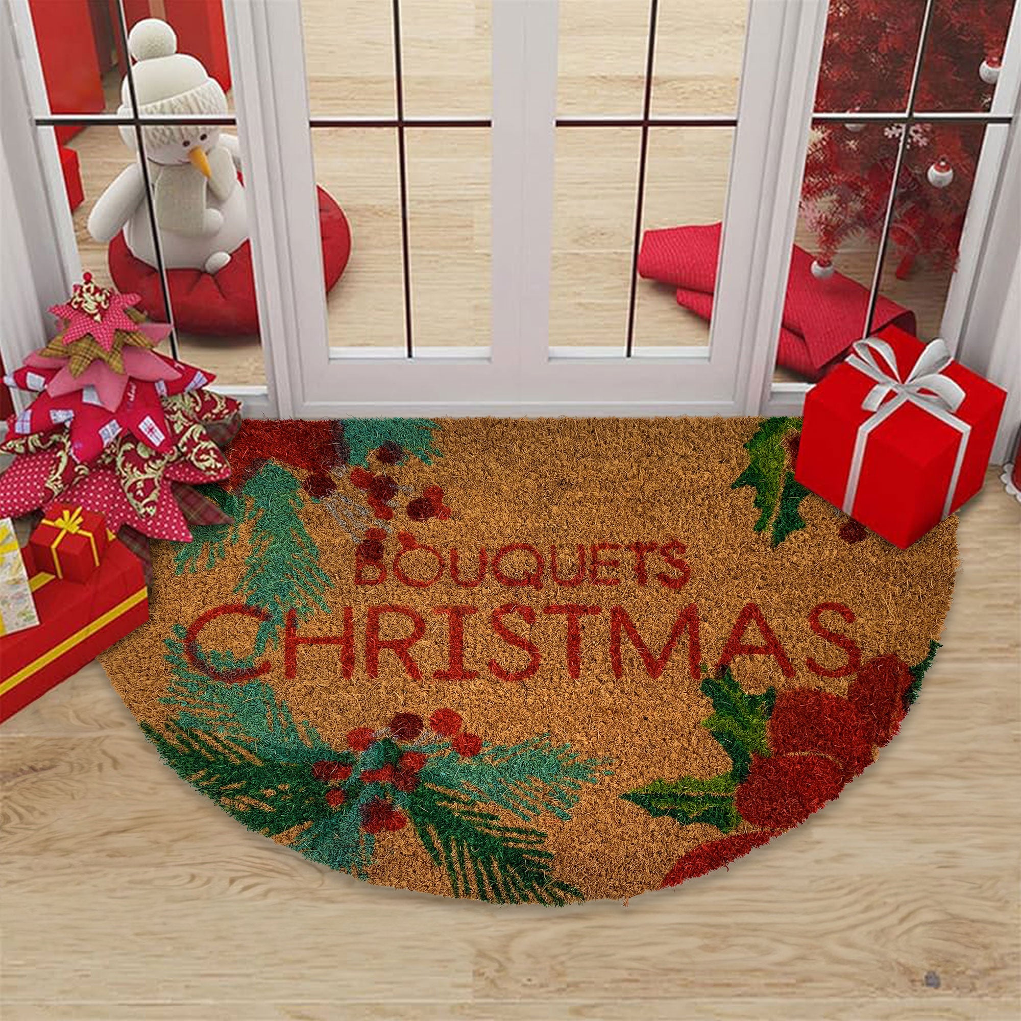 Tappeto zerbino mezzaluna natalizio Preziosa Home in cocco antiscivolo 6353