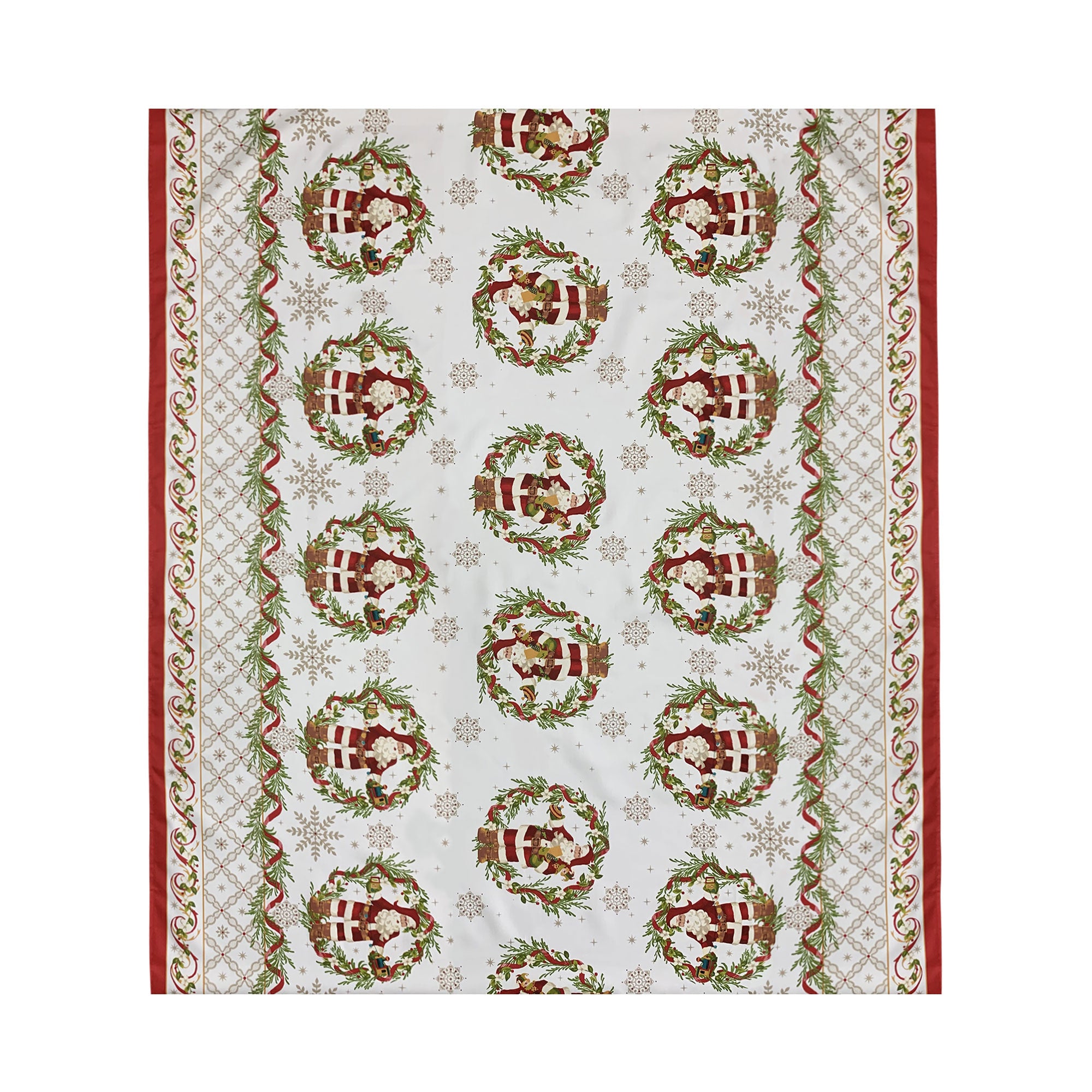 Tovaglia Natalizia in rasatello stampata Preziosa Home 12 posti Natale 6382