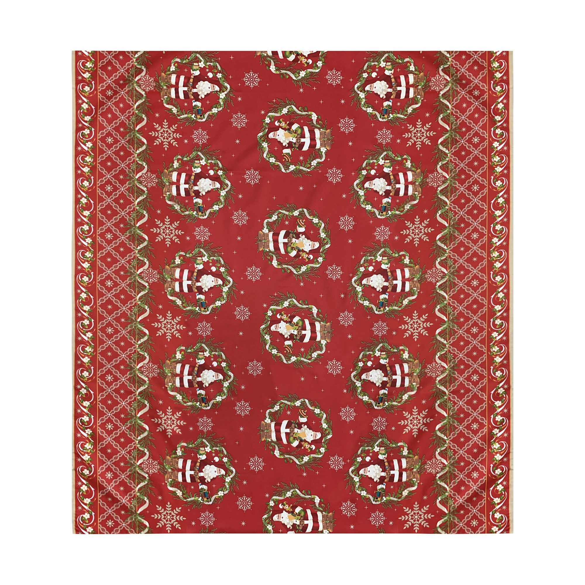 Tovaglia Natalizia in rasatello stampata Preziosa Home 12 posti Natale 6382