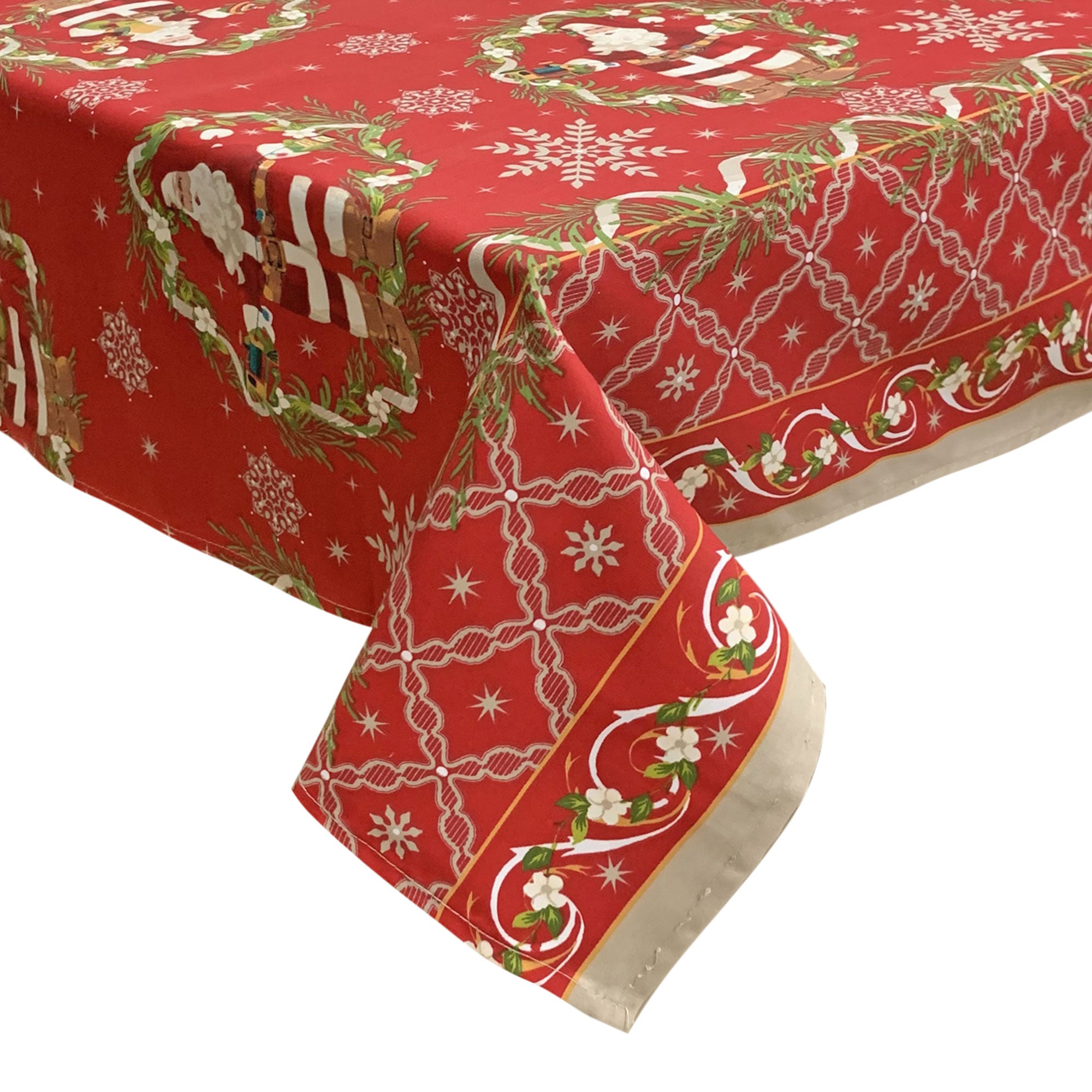 Tovaglia Natalizia in rasatello stampata Preziosa Home 12 posti Natale 6382