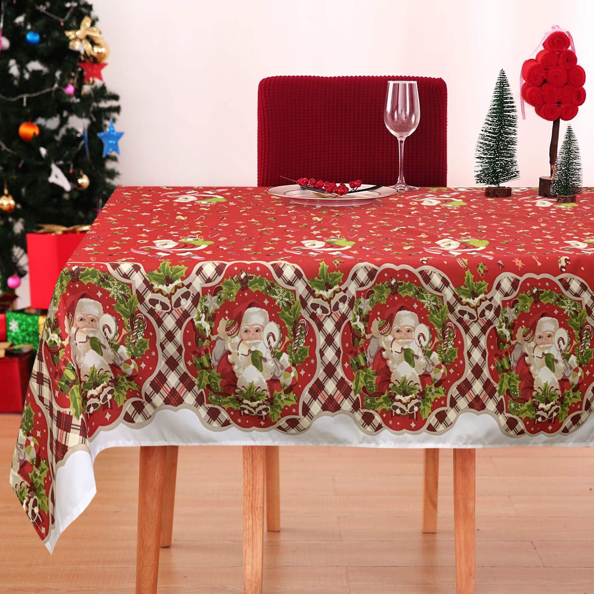 Tovaglia Natalizia in rasatello stampata Preziosa Home 24 posti Natale 6407