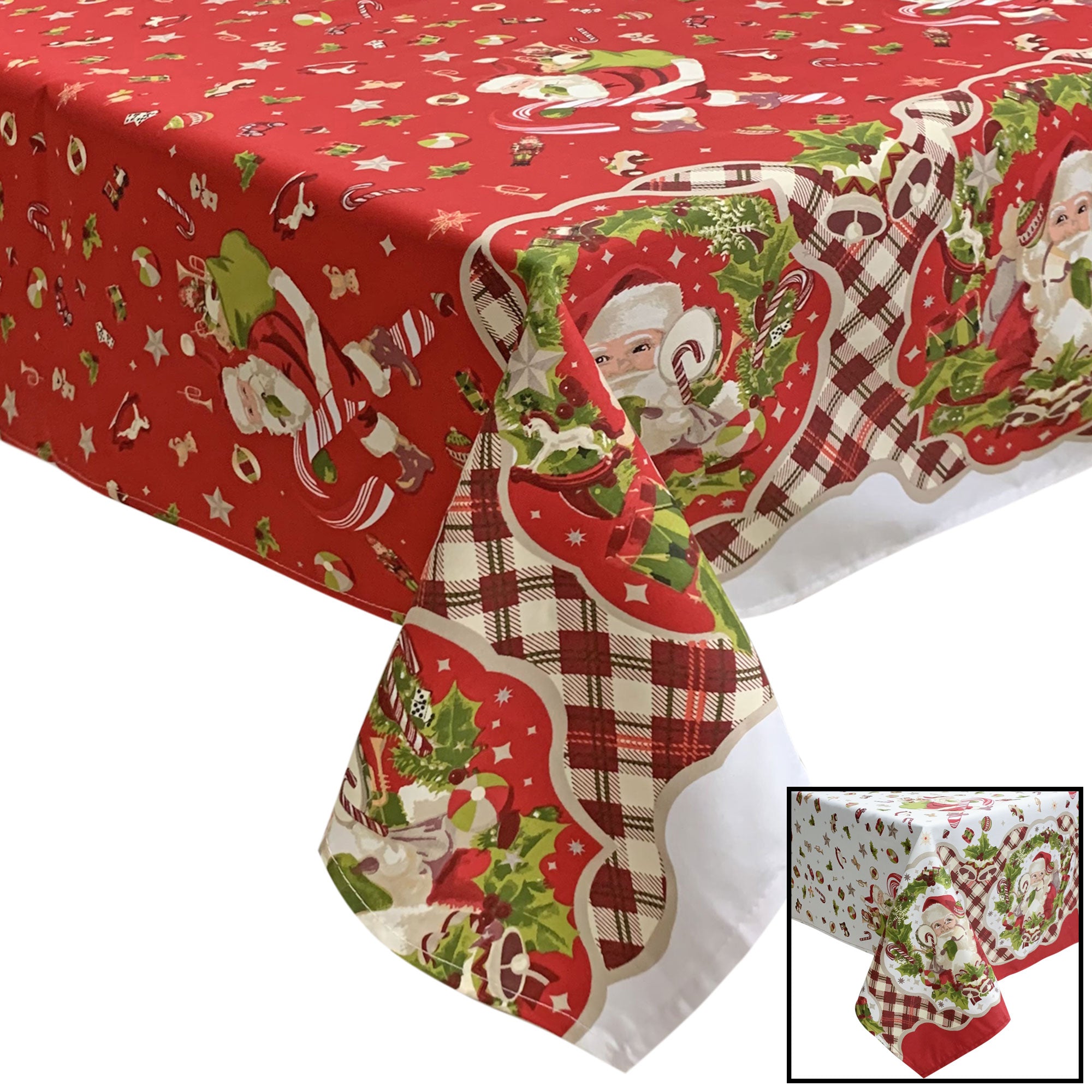 Tovaglia Natalizia in rasatello stampata Preziosa Home 24 posti Natale 6407