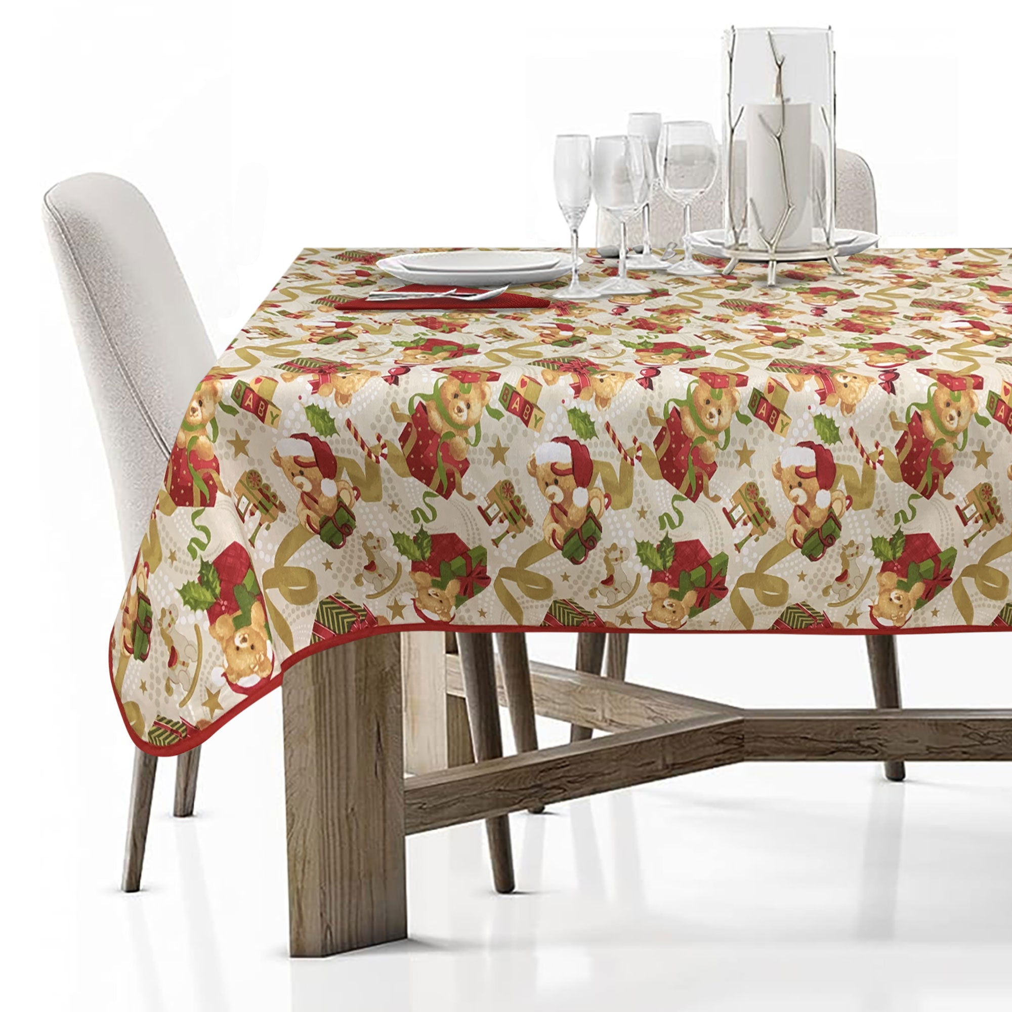 Tovaglia Natalizia servizio da tavola + tovaglioli Preziosa Home 24 posti 6424
