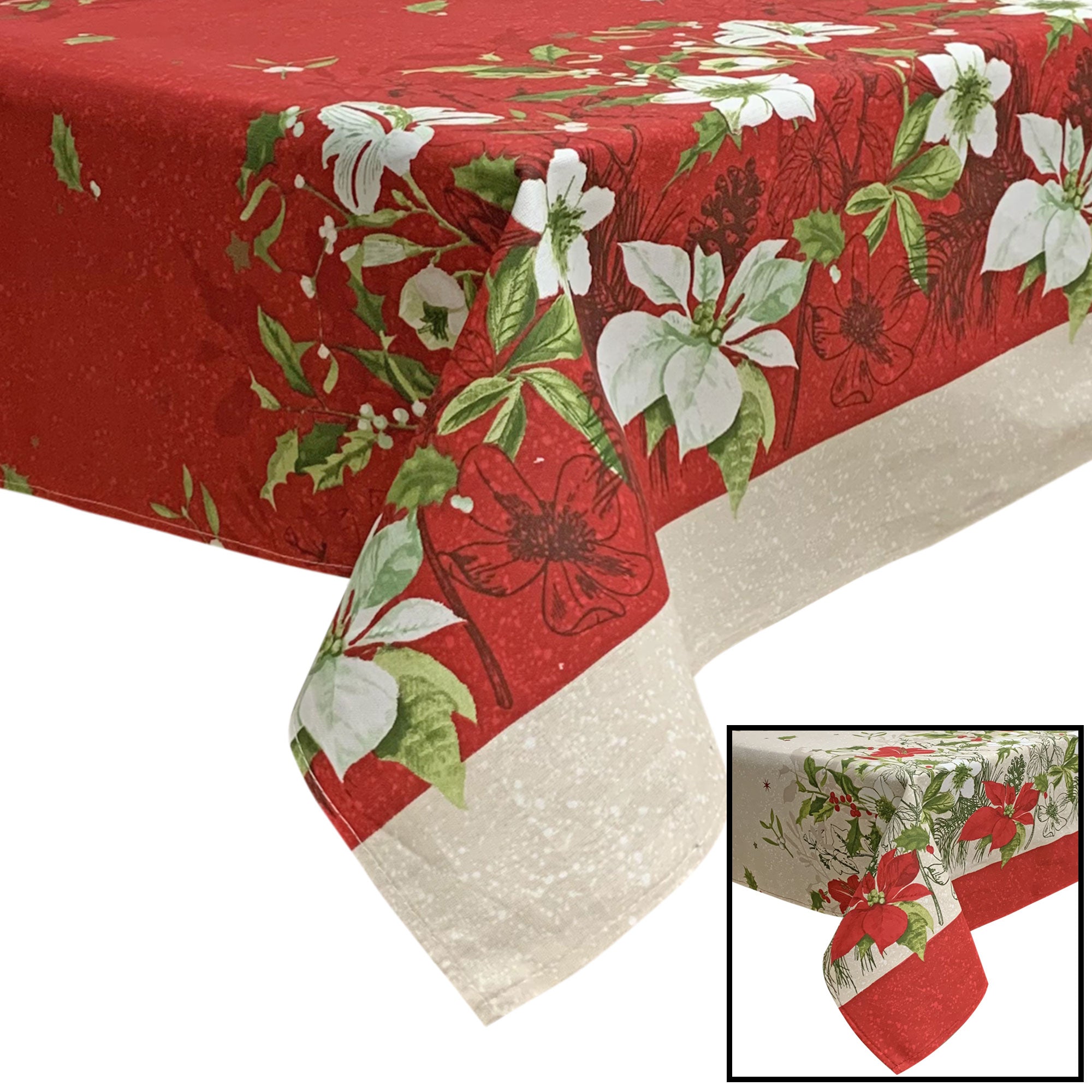 Tovaglia Natalizia panama stampata Preziosa Home 6 posti Natale Abete 6436