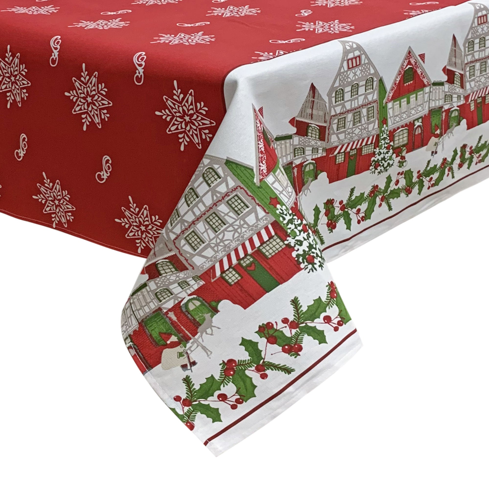 Tovaglia Natalizia panama stampata Preziosa Home 12 posti Natale Abete 6442