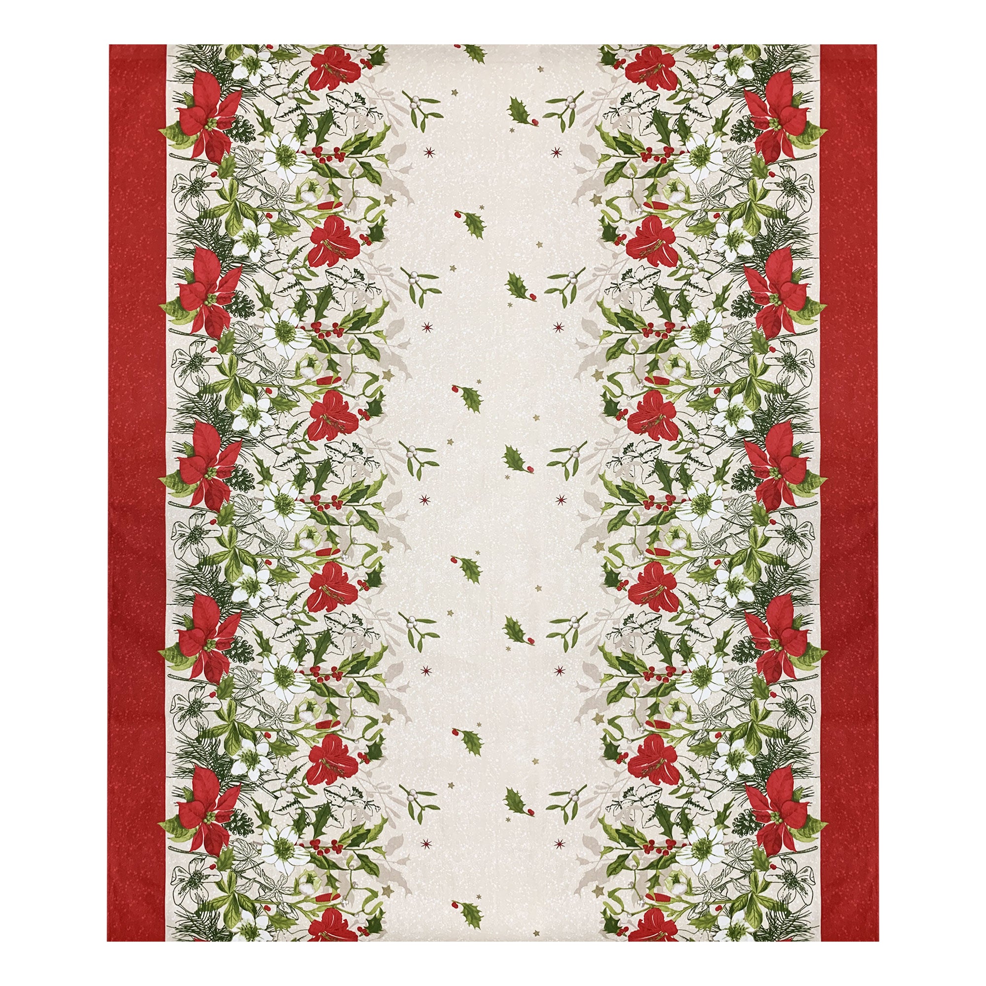 Tovaglia Natalizia panama stampata Preziosa Home 12 posti Natale Abete 6443