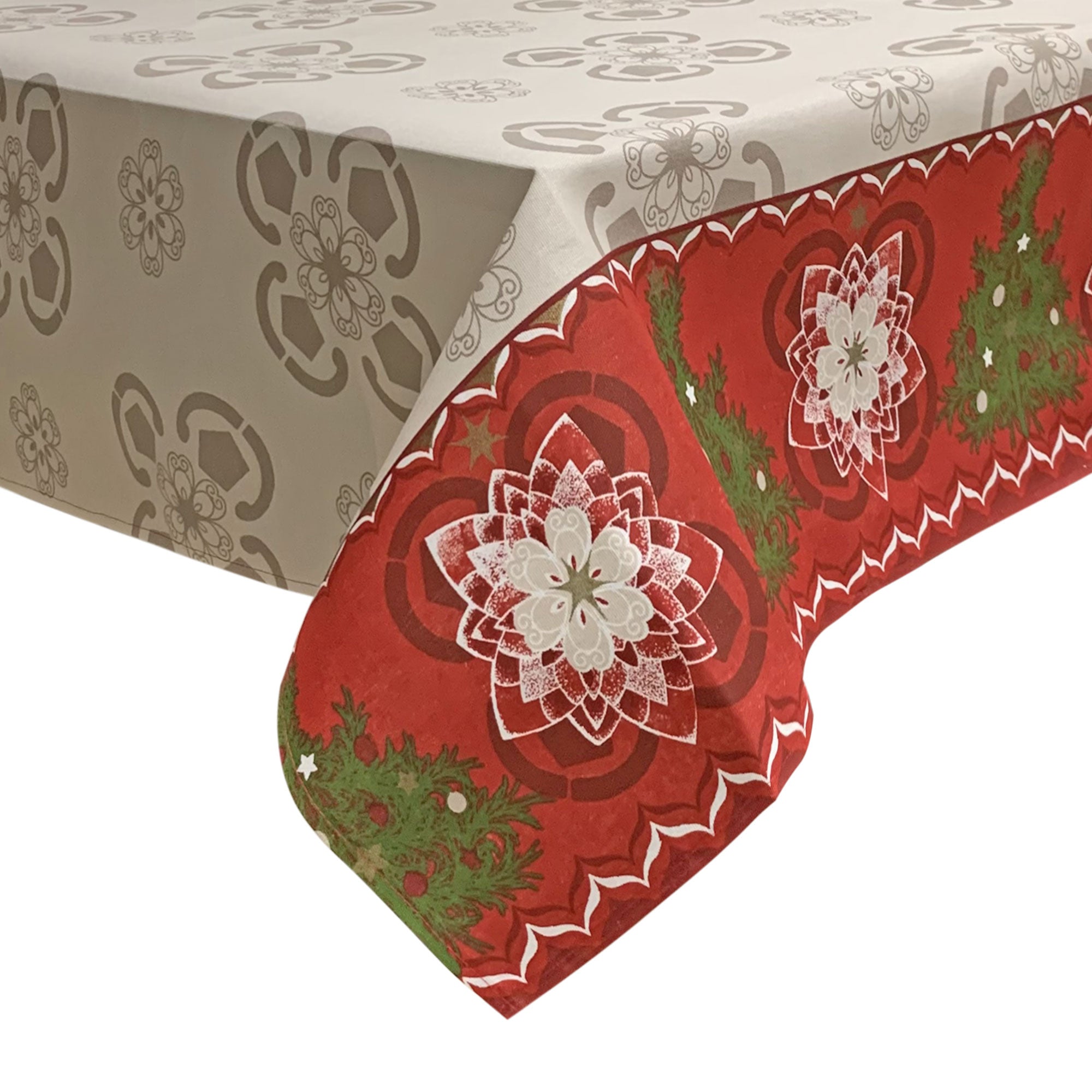 Tovaglia Natalizia panama stampata Preziosa Home 12 posti Natale Abete 6445