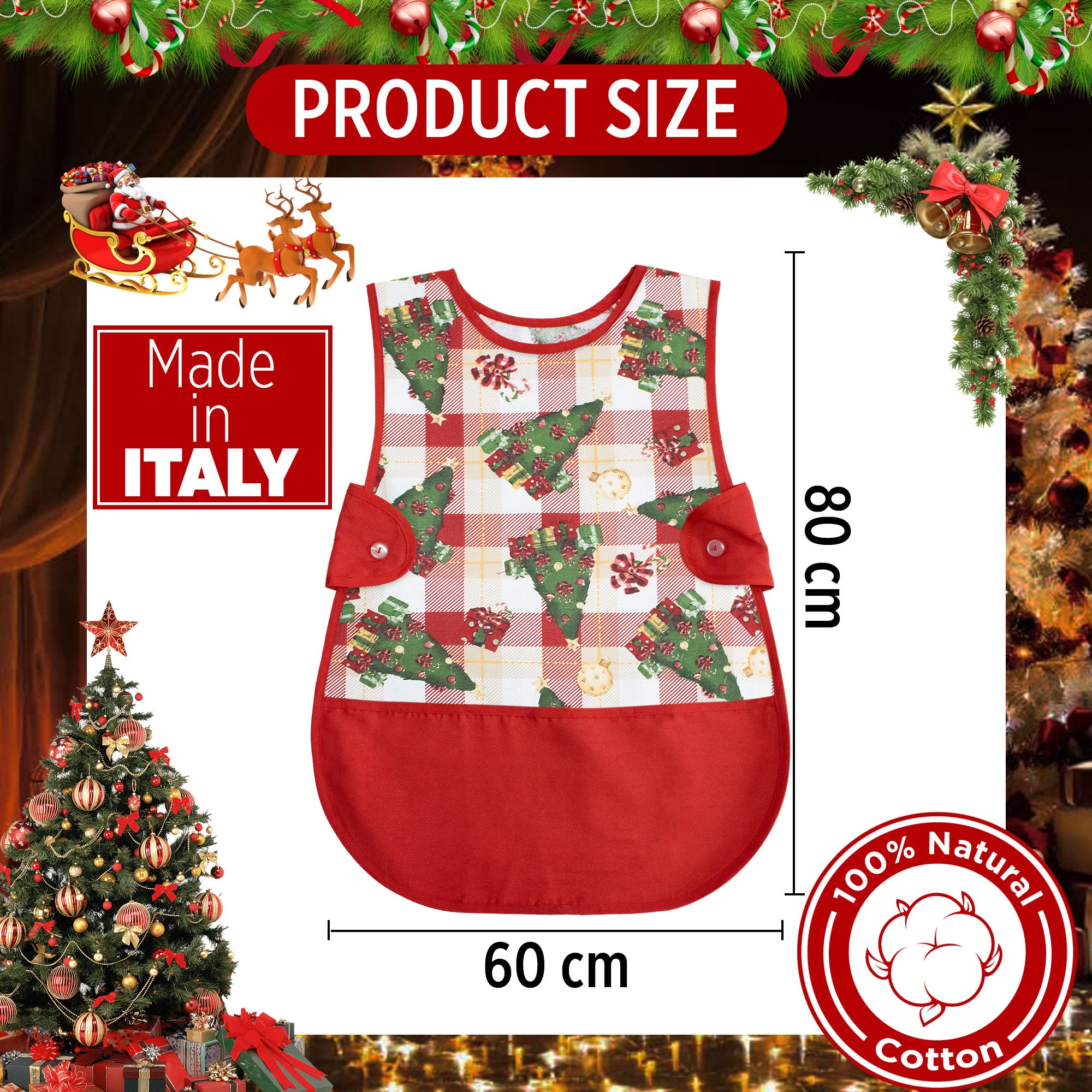 Grembiule da cucina Natalizio Casacca 100% Cotone Idea regalo Natale 6459