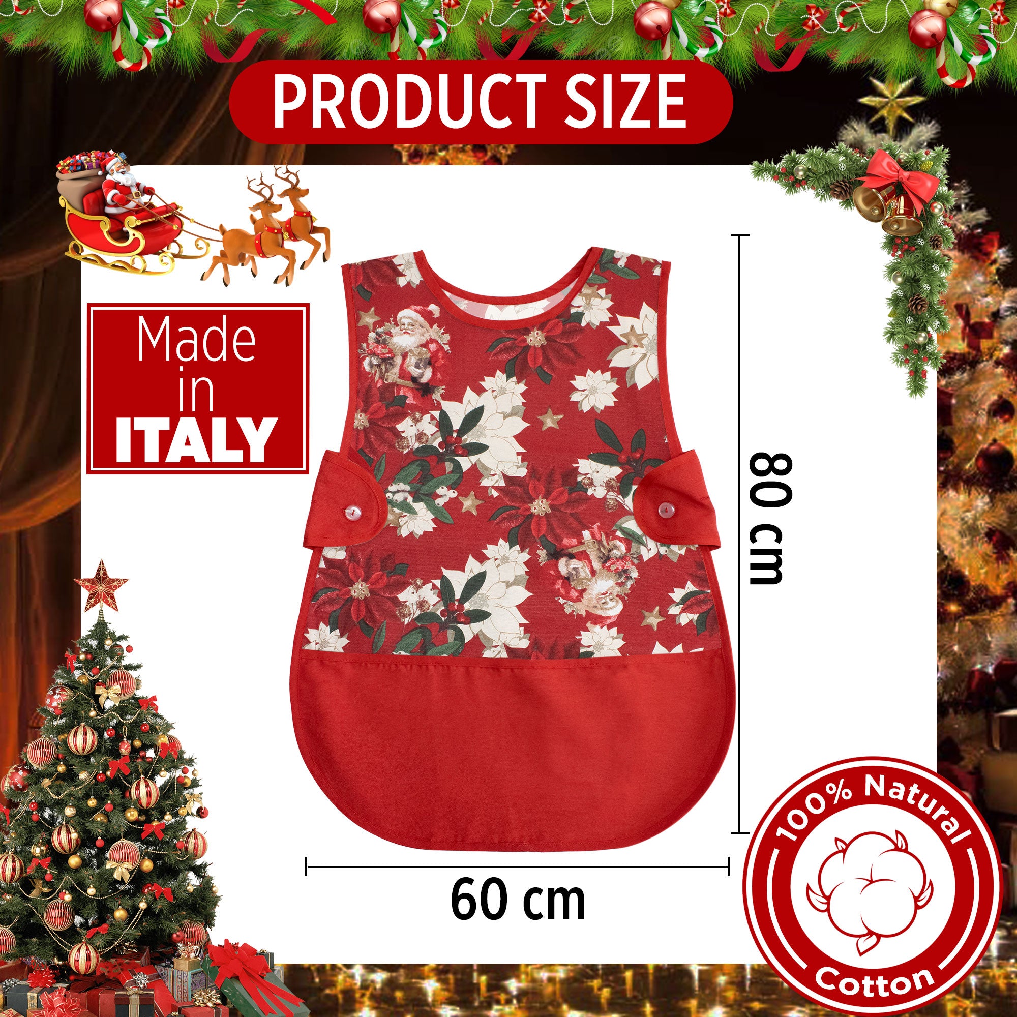Grembiule da cucina Natalizio Casacca 100% Cotone Idea regalo Natale 6459
