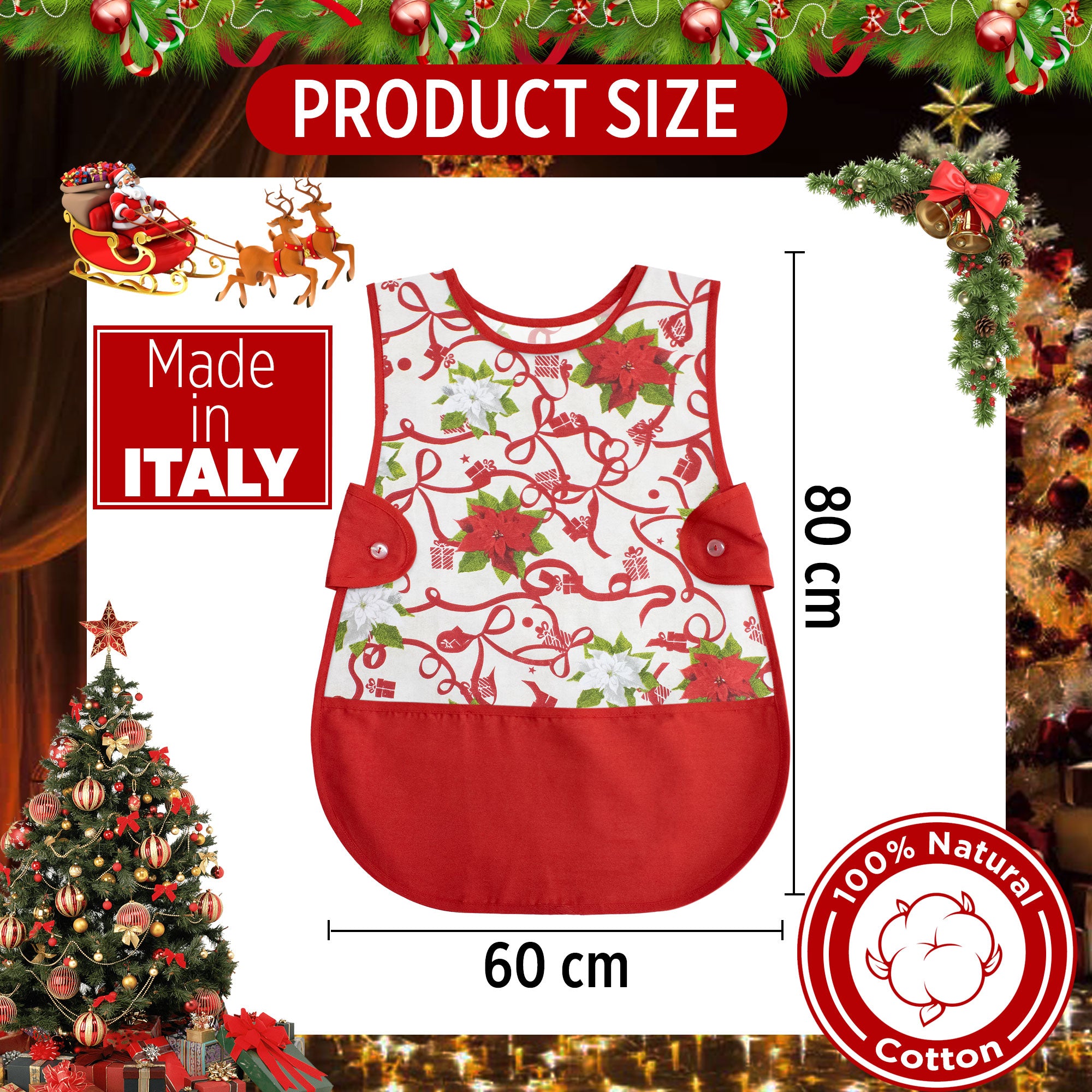 Grembiule da cucina Natalizio Casacca 100% Cotone Idea regalo Natale 6459