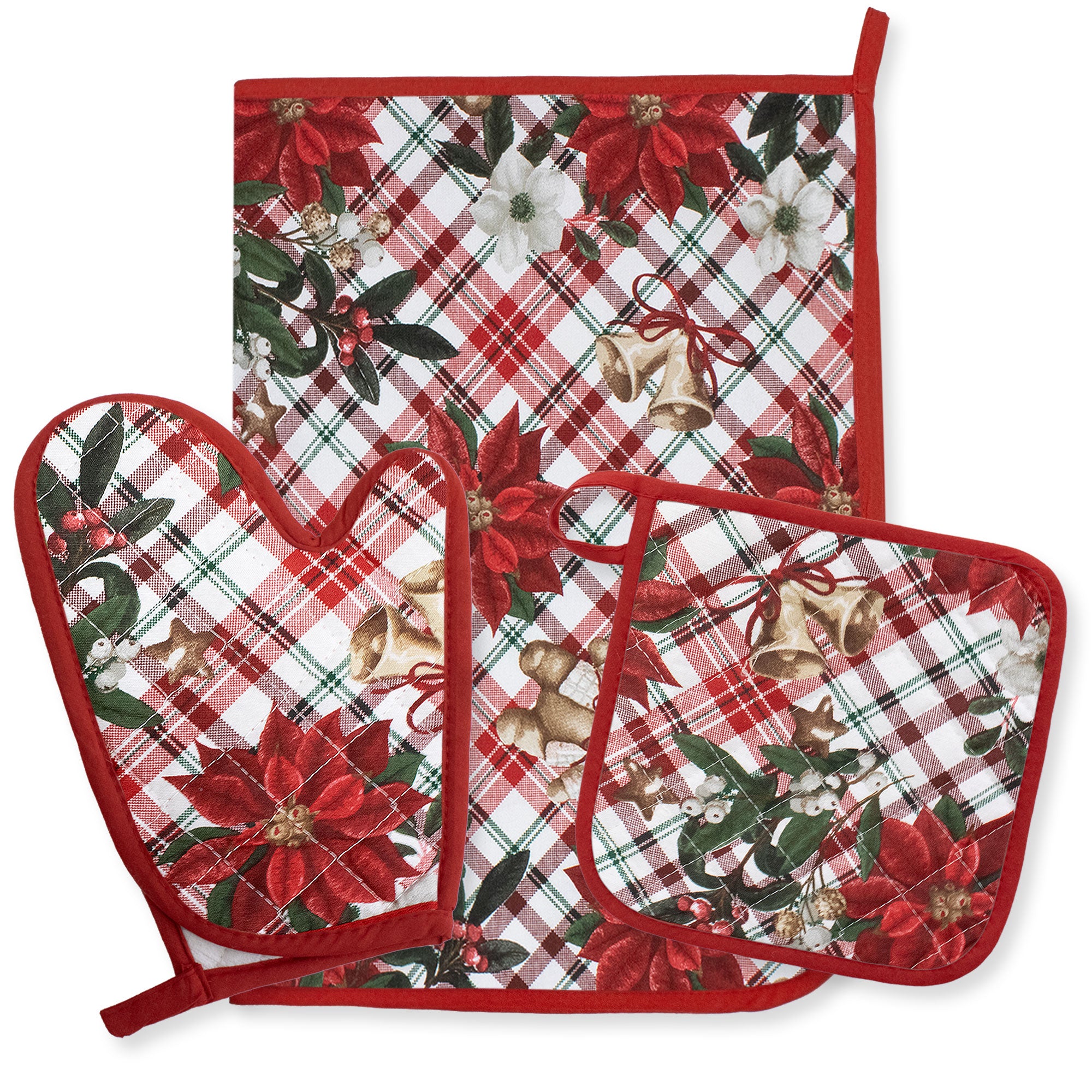 Set Guantone, presina e strofinaccio da forno natalizi Idea Regalo Natale 6484