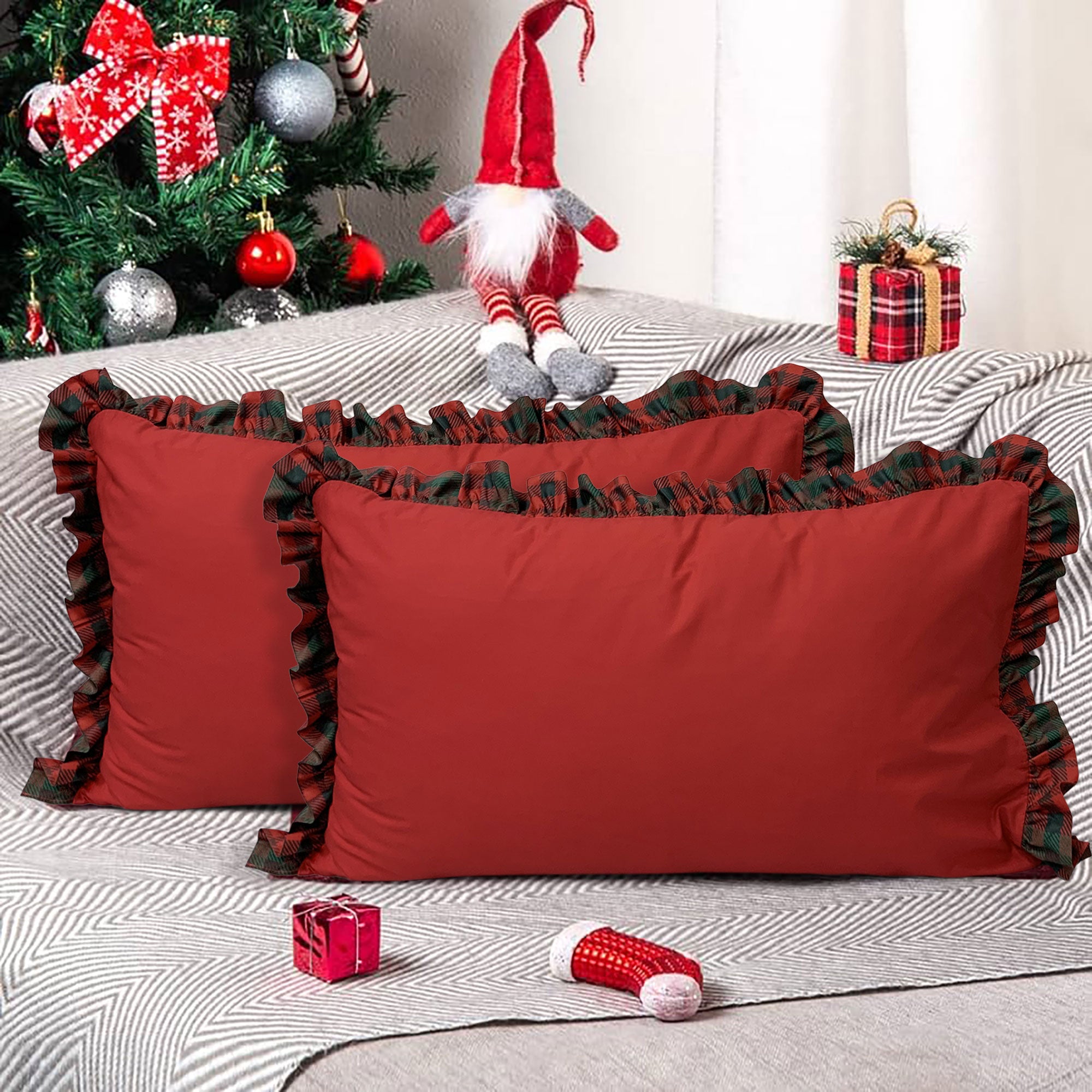 Coppia Federe natalizie Cortina in Tartan Maestri Cotonieri 2pz Natale 6502